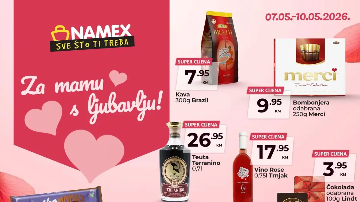 Namex akcija za Dan majki – Merci, Milka, Dove i poklon setovi po akcijskim cijenama do 10.05.2026