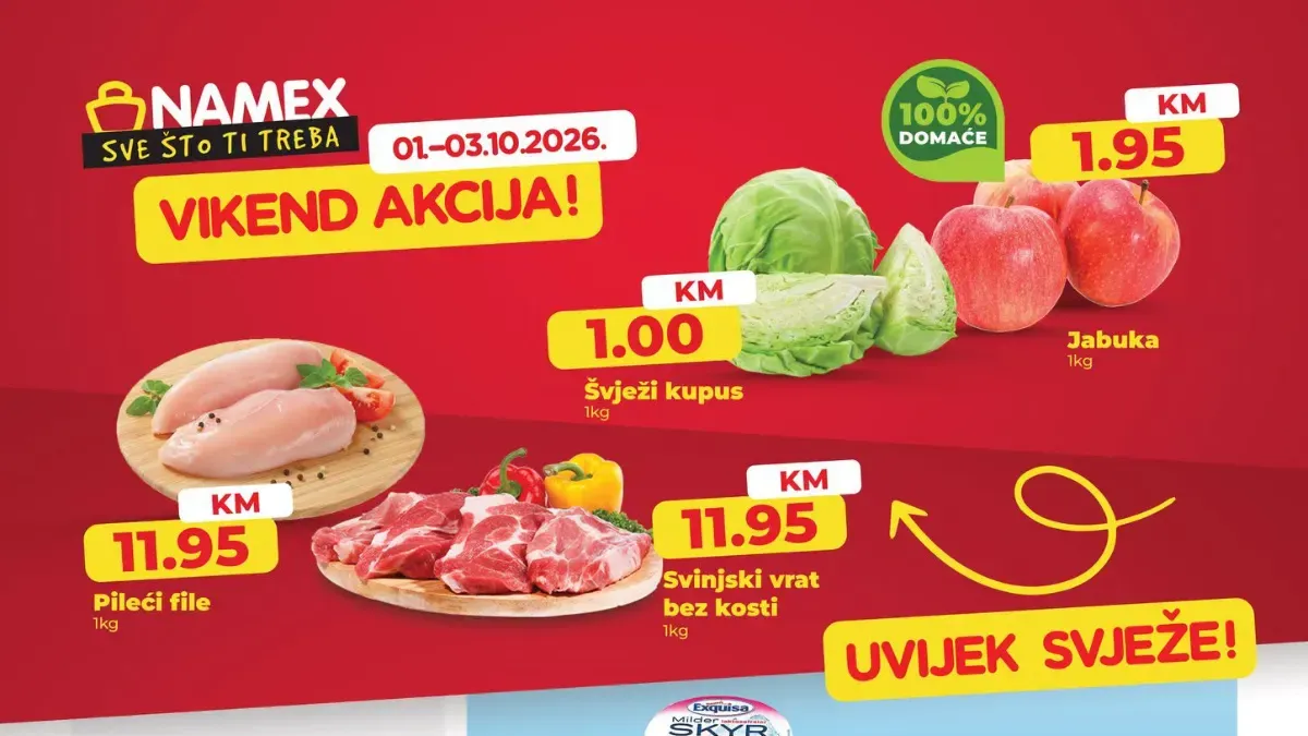 Namex vikend akcija od 1. do 3. oktobra: cijene već od 0,65 KM – pogledajte šta je na sniženju