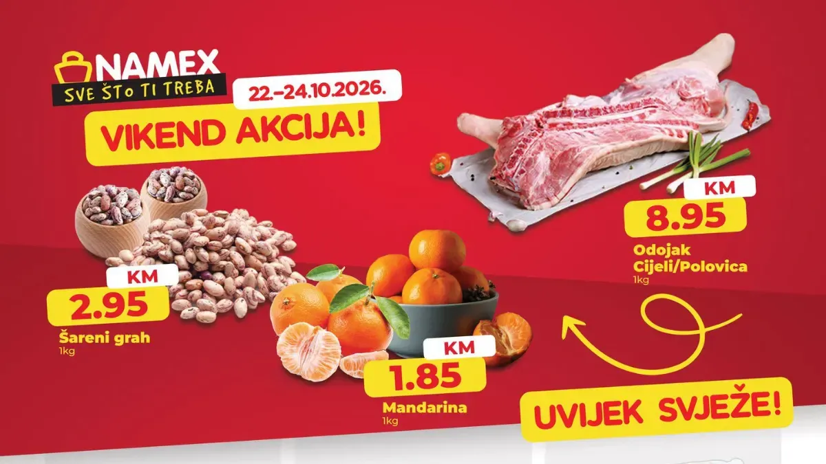 NAMEX vikend akcija od 22. do 24.10.2026. – tri dana sniženih cijena