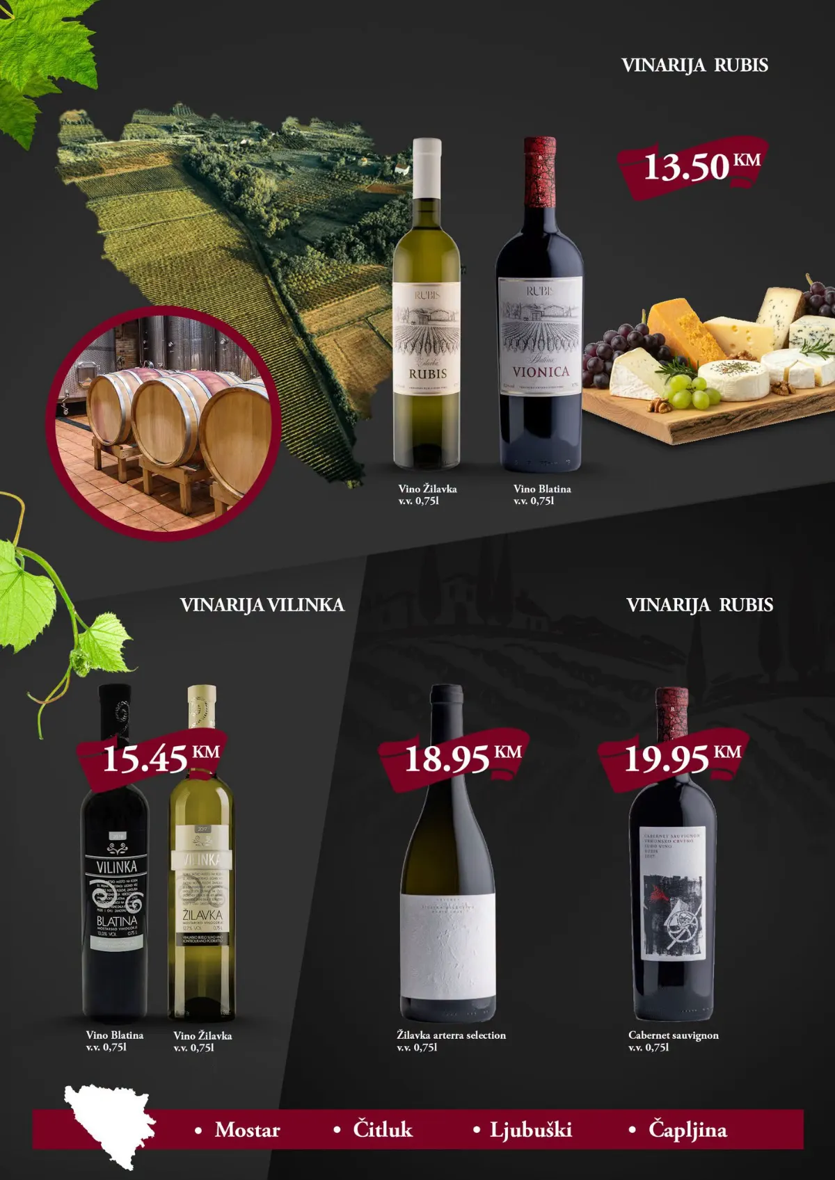 Namex Vinska cesta Hercegovine – vina Rubis i Vilinka po akcijskim cijenama od 13,50 KM
