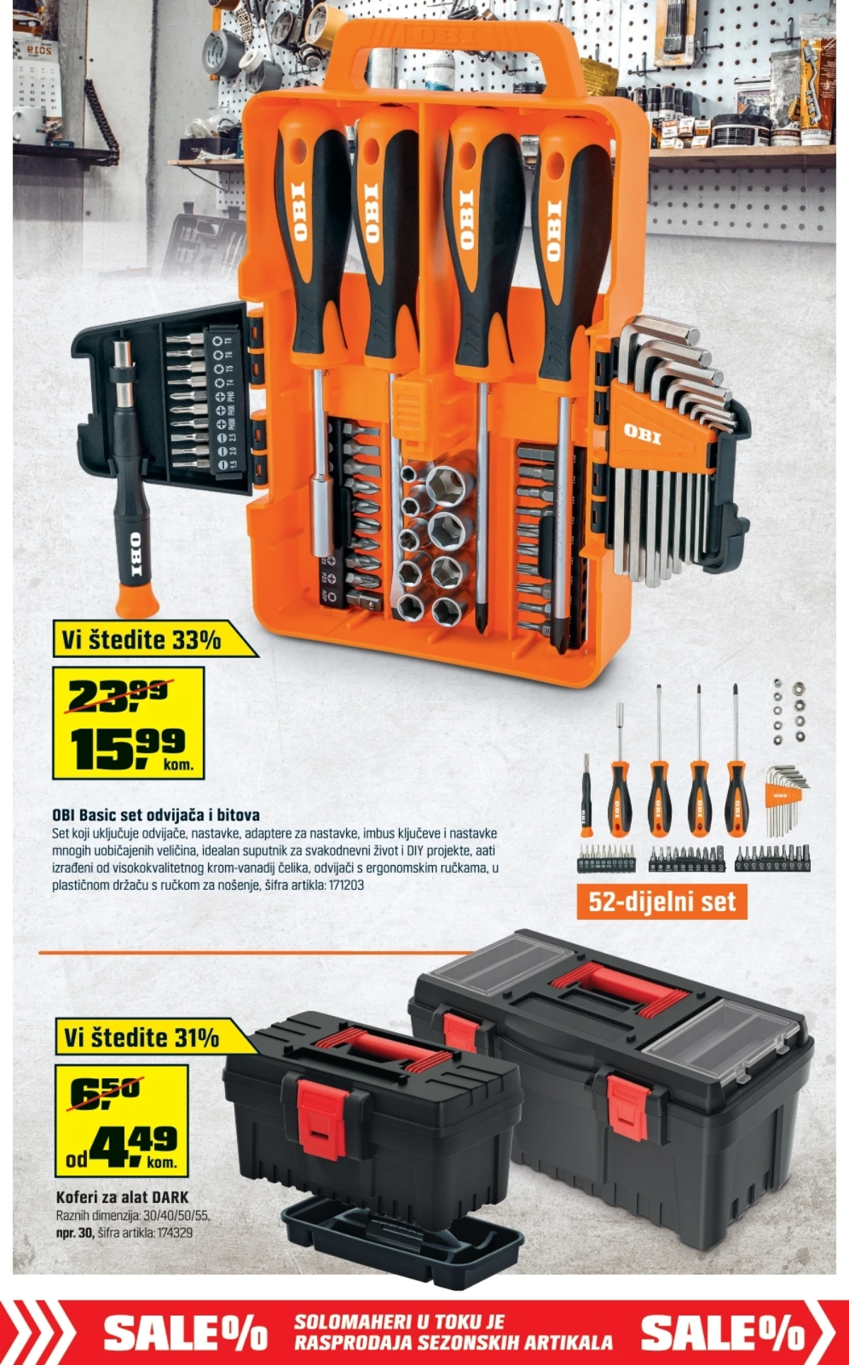 OBI katalog do 22.08.2026. – set odvijača i koferi za alat