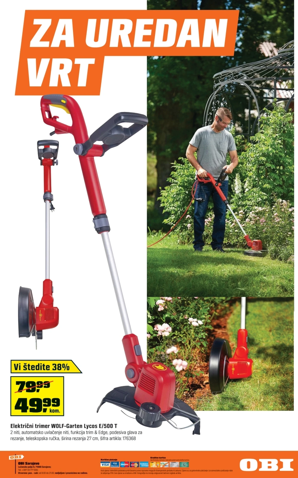 OBI katalog do 22.08.2026. – električni trimer za uređenje vrta