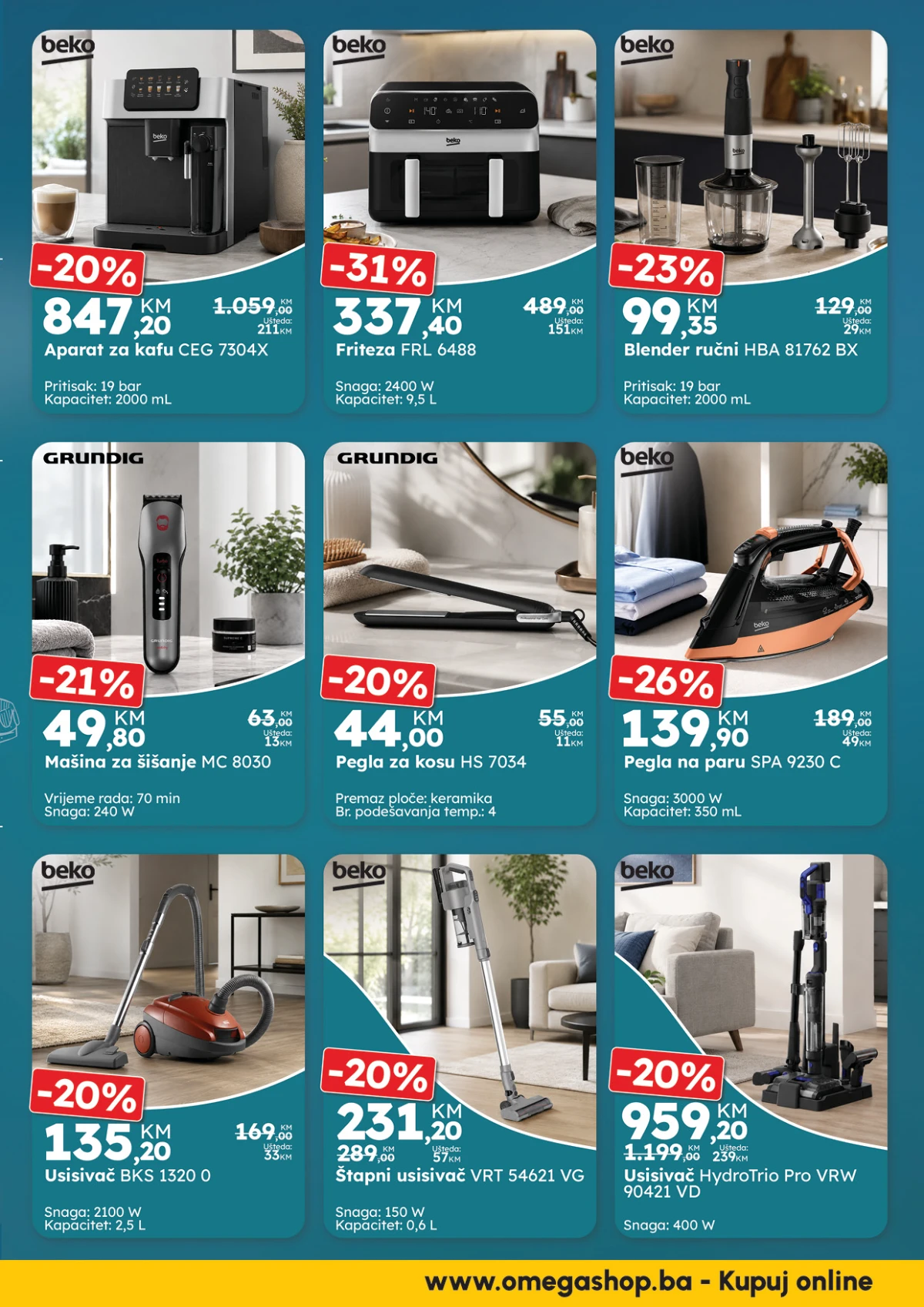 Omega Shop katalog – mali kućanski aparati Beko i Grundig