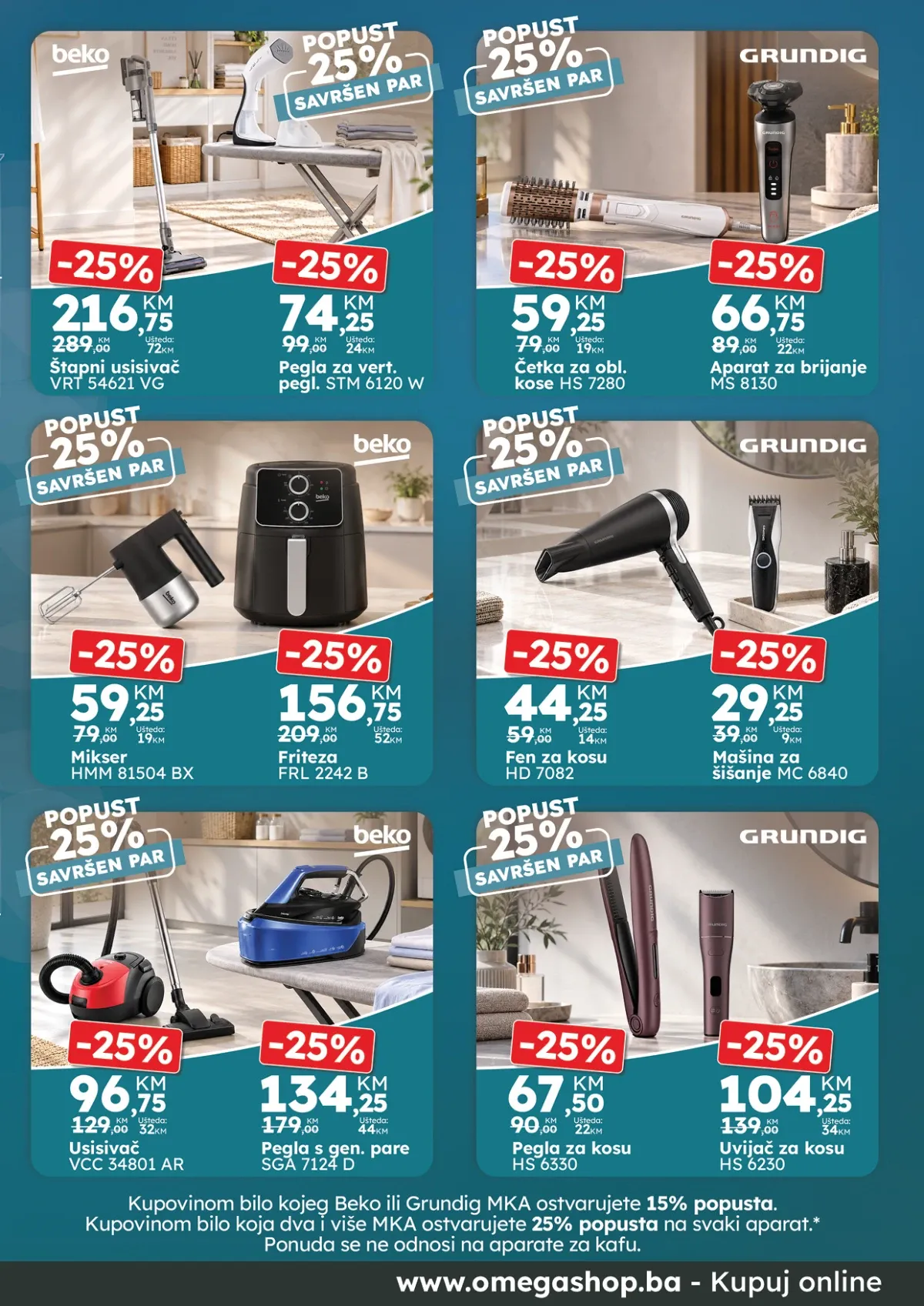 Omega Shop akcija – Beko i Grundig mali kućanski aparati sniženi 25%
