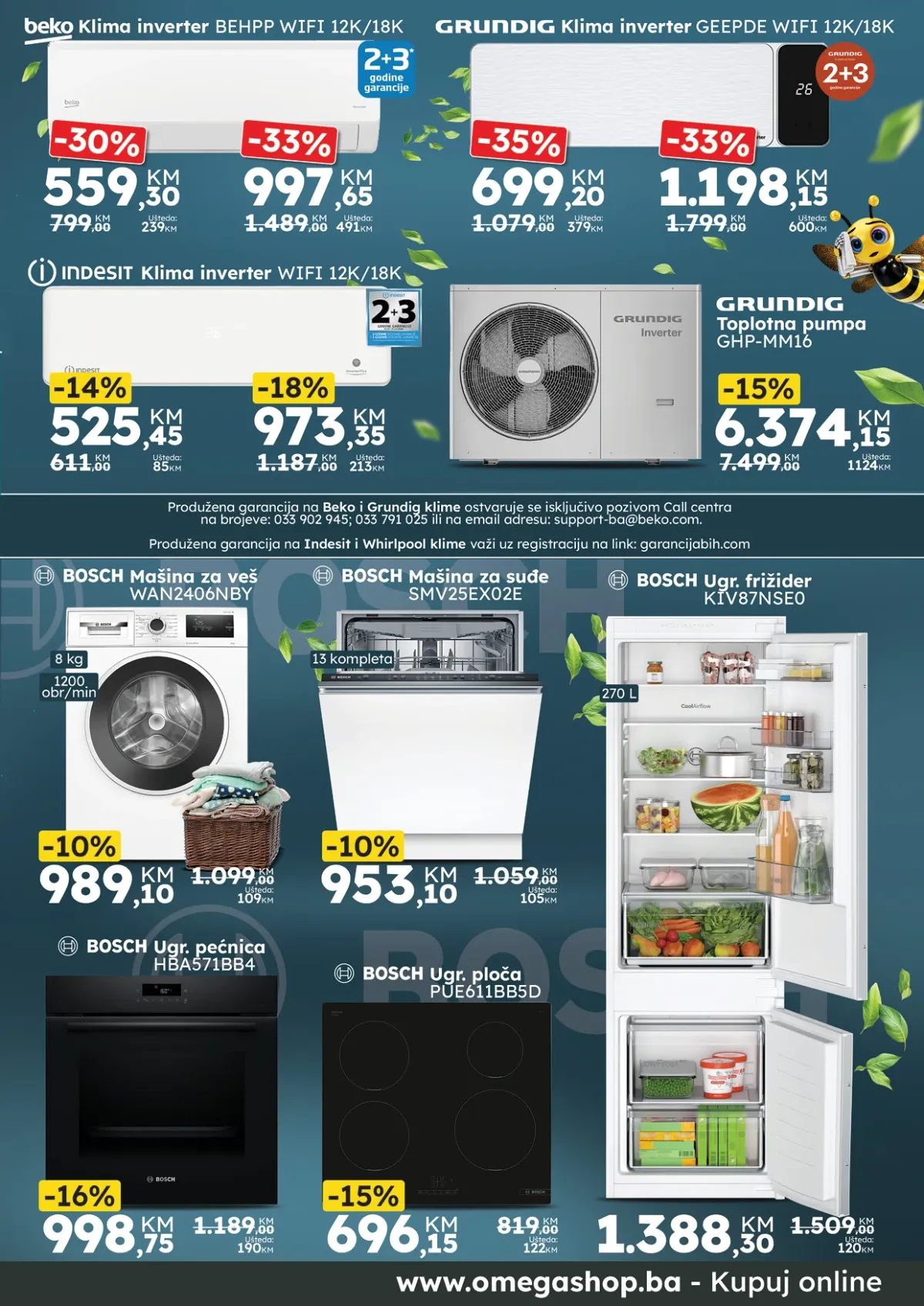 Omega Shop akcija – Beko, Grundig i Indesit klime te Bosch bijela tehnika