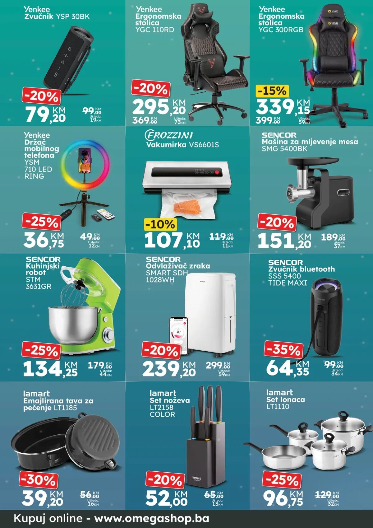 Omega Shop katalog – Sencor, Yenkee i Lamart uređaji i oprema sniženi do 35%