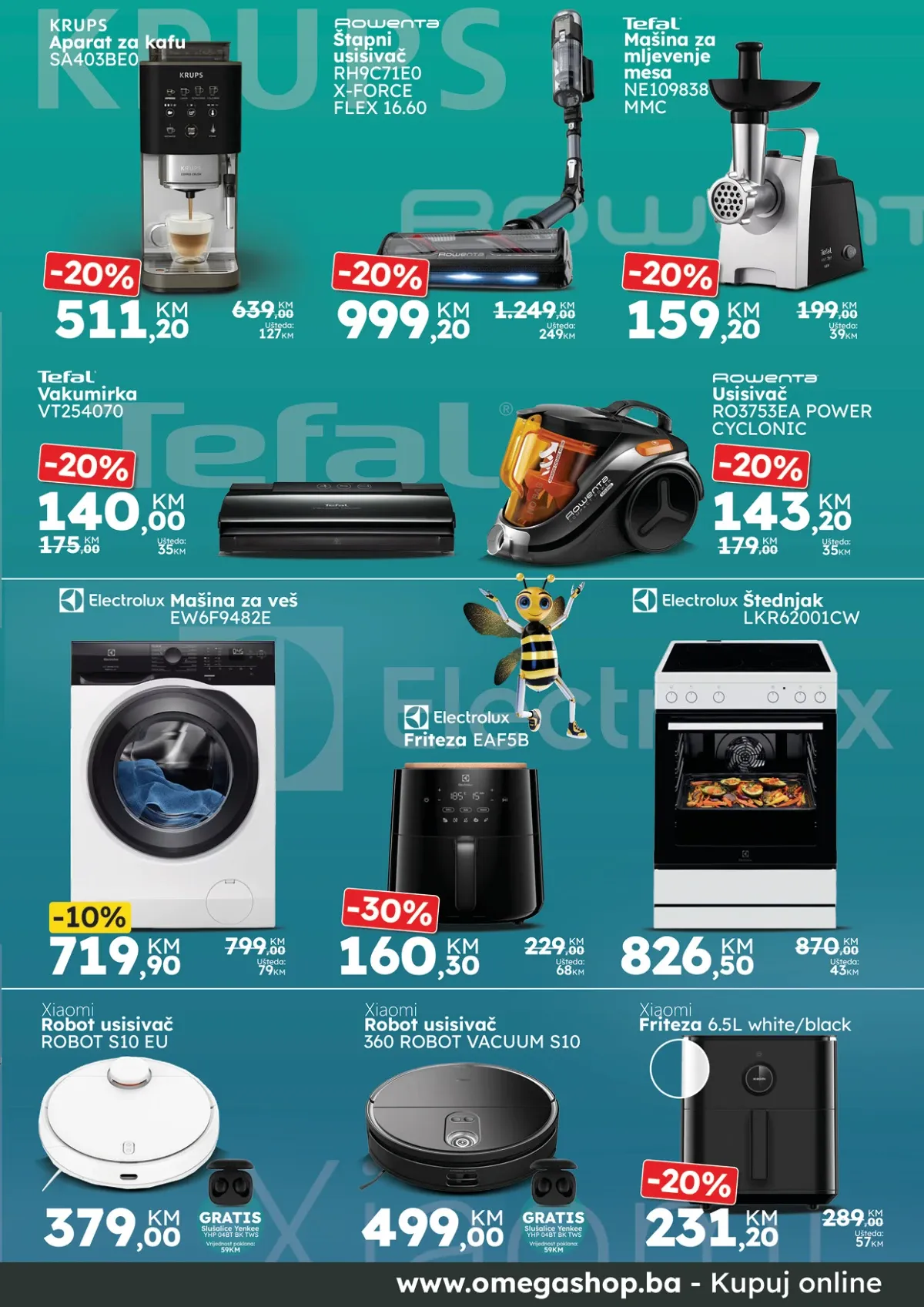 Omega Shop akcija – Krups, Rowenta, Tefal, Electrolux i Xiaomi uređaji
