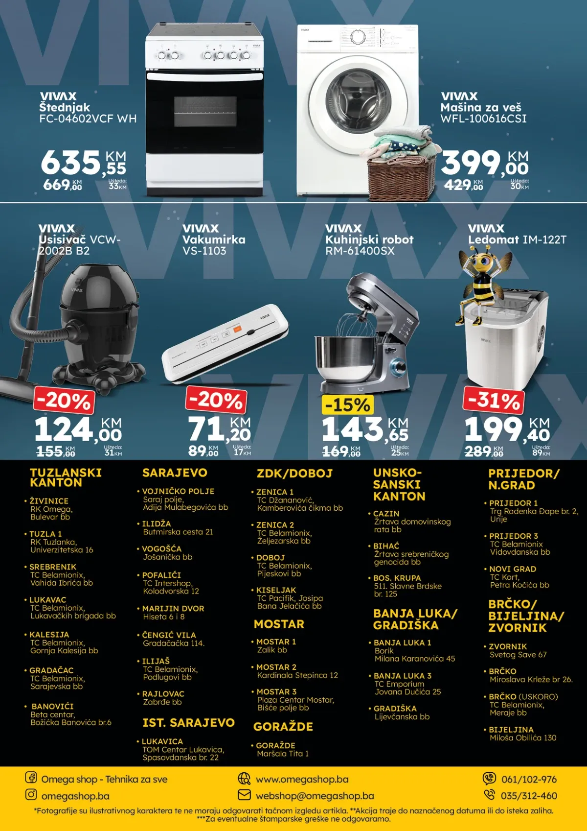 Omega Shop katalog – Vivax štednjak, mašina za veš, usisivač, kuhinjski robot i ledomat