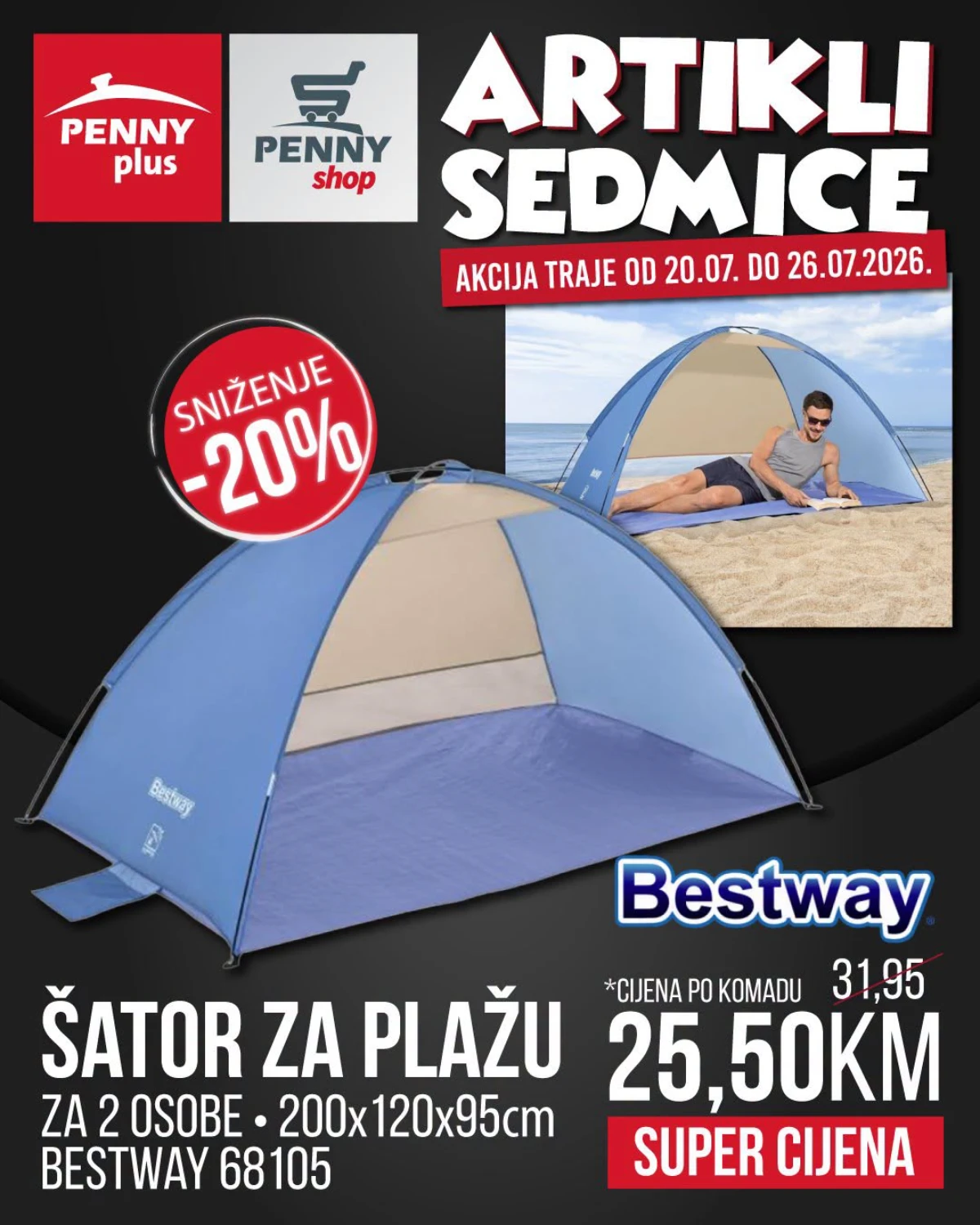 Penny Plus Artikli sedmice do 26.07.2026. – popusti do 25% na korita za sudoper, kanalice, LED rasvjetu i šatore za plažu