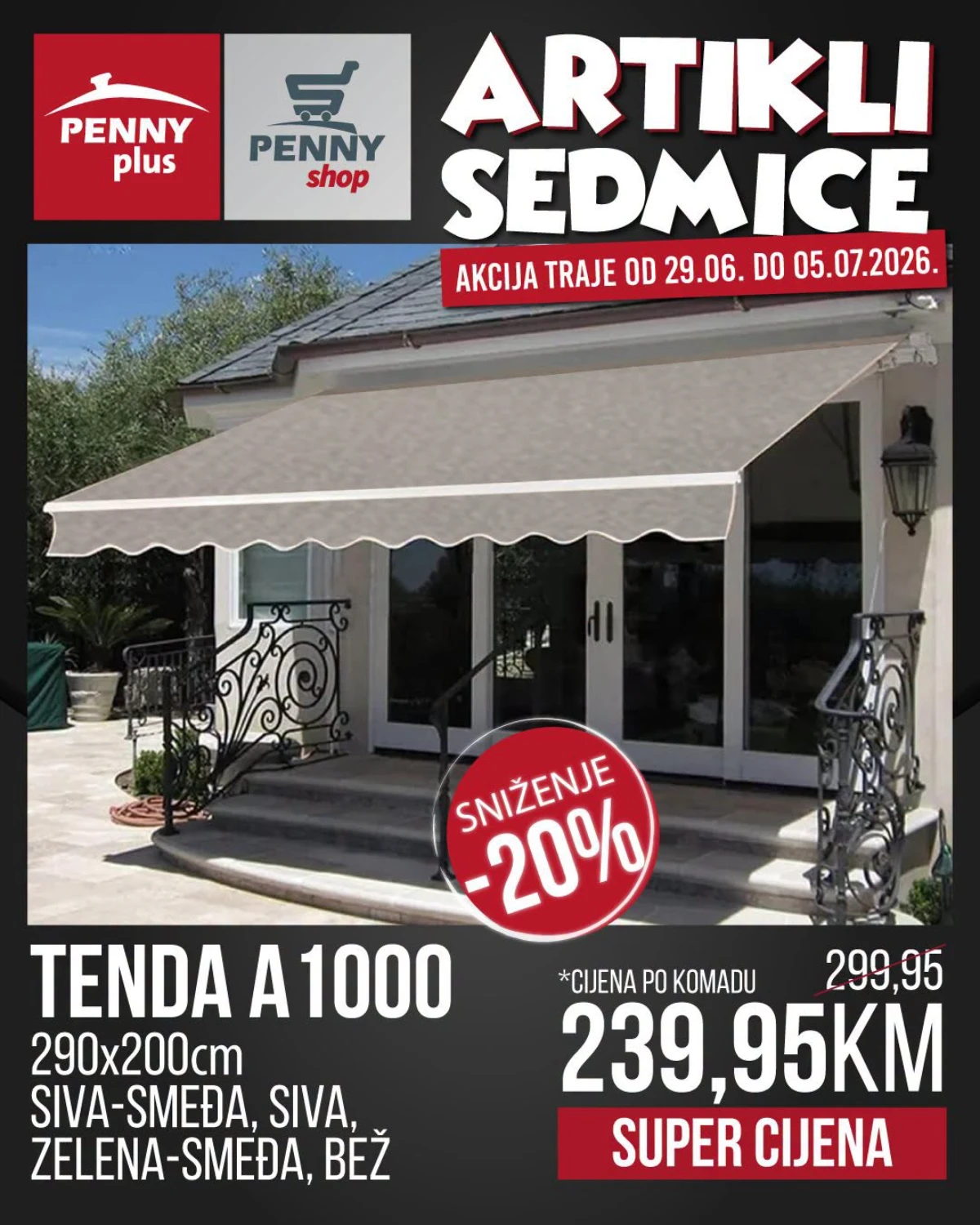 Penny Plus tenda 290x200 cm na akciji – Artikli sedmice od 29.06. do 05.07.2026