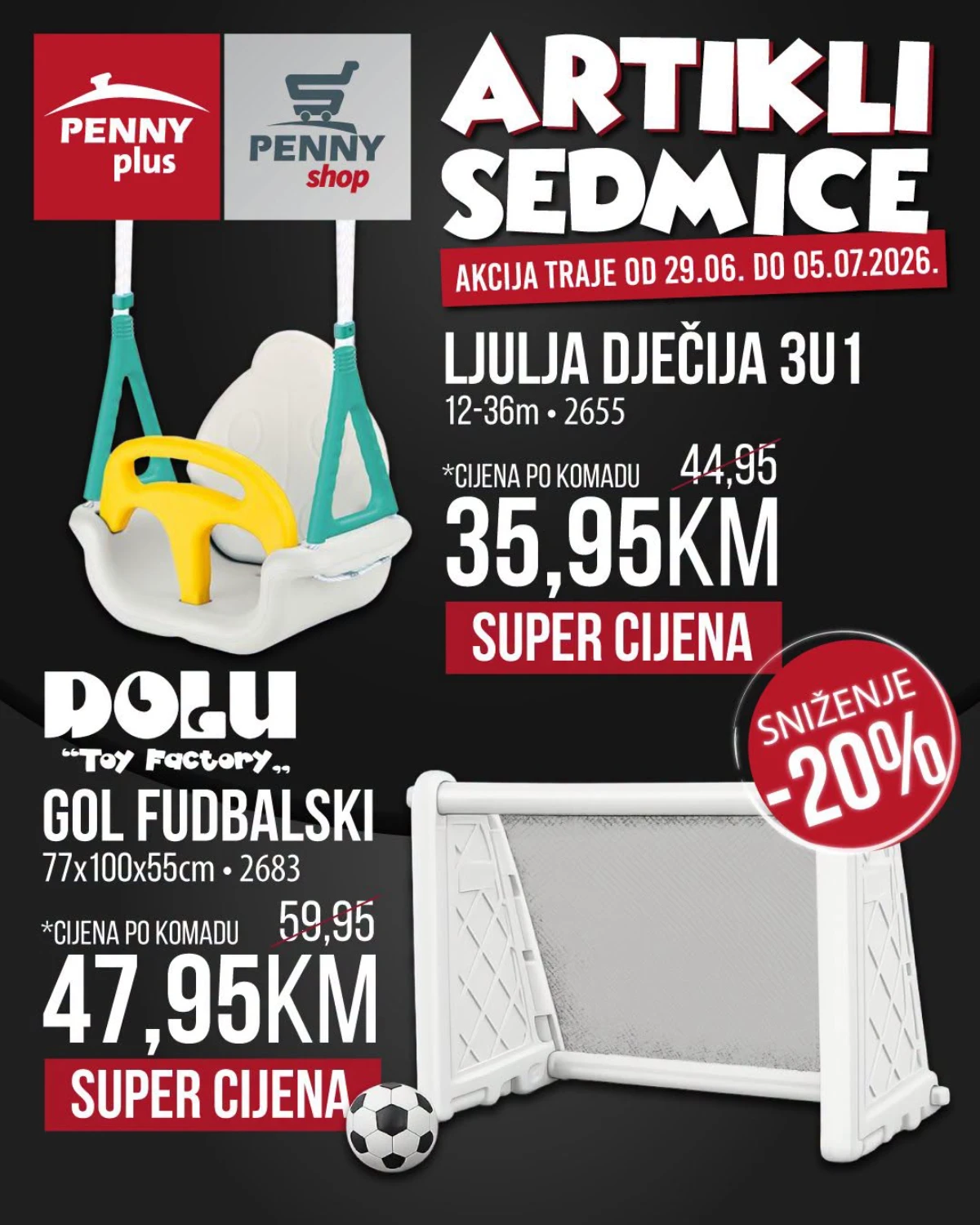 Penny Plus dječija ljulja i gol za djecu na akciji