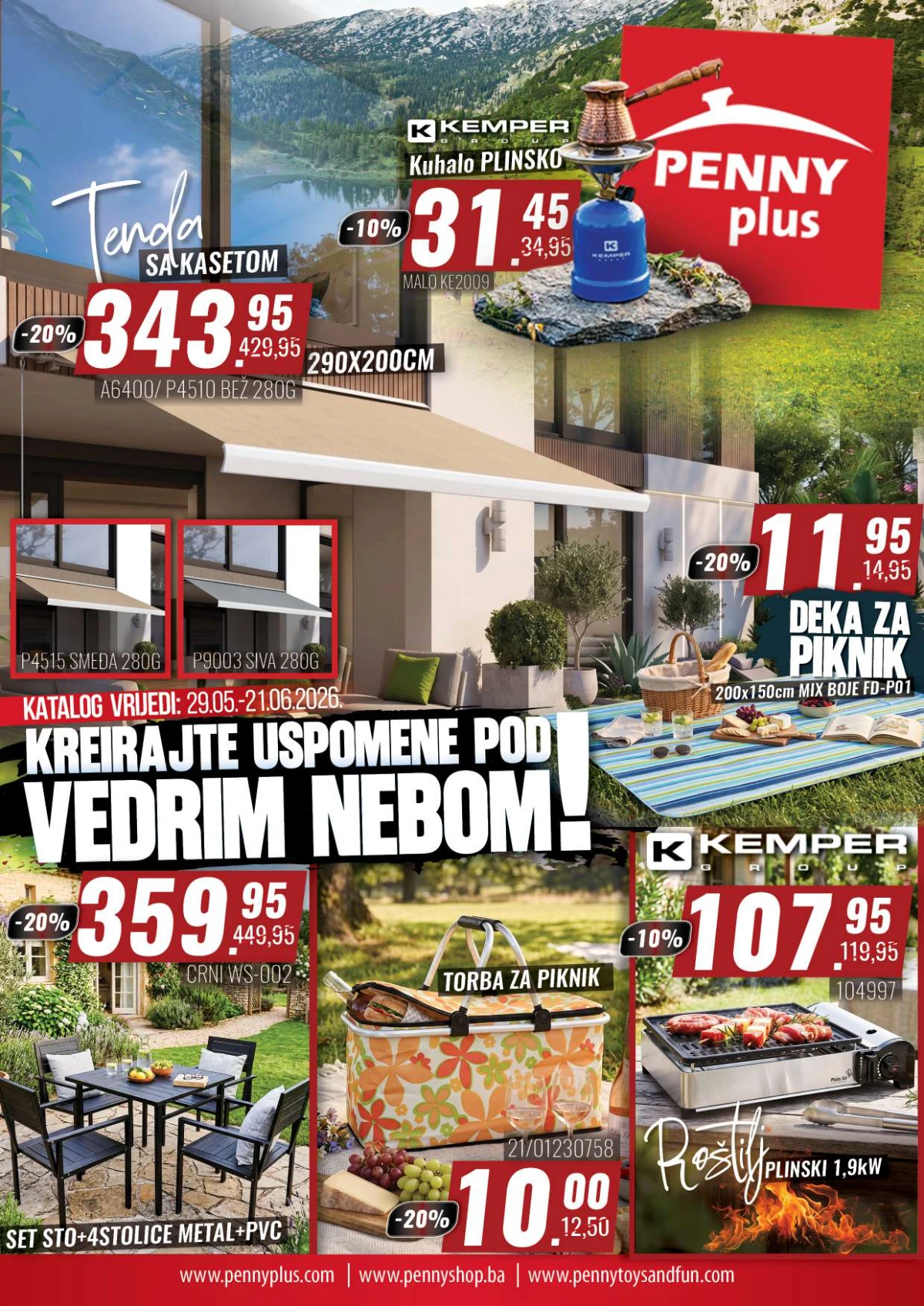Penny Plus katalog do 20% popusta – vrtni namještaj, roštilji, tende i kamping oprema do 21.06.2026