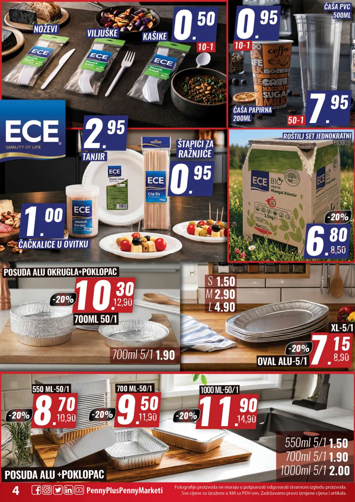 Penny Plus katalog strana 4 – posuđe, čaše, tanjiri, pribor i roštilj set
