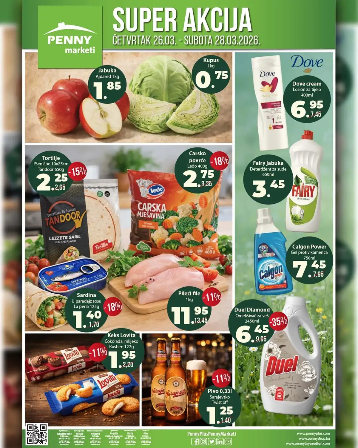 Penny market vikend akcija Bosna i Hercegovina velika sniženja prehrane i kućnih potrepština do 28. mart 2026 prva strana