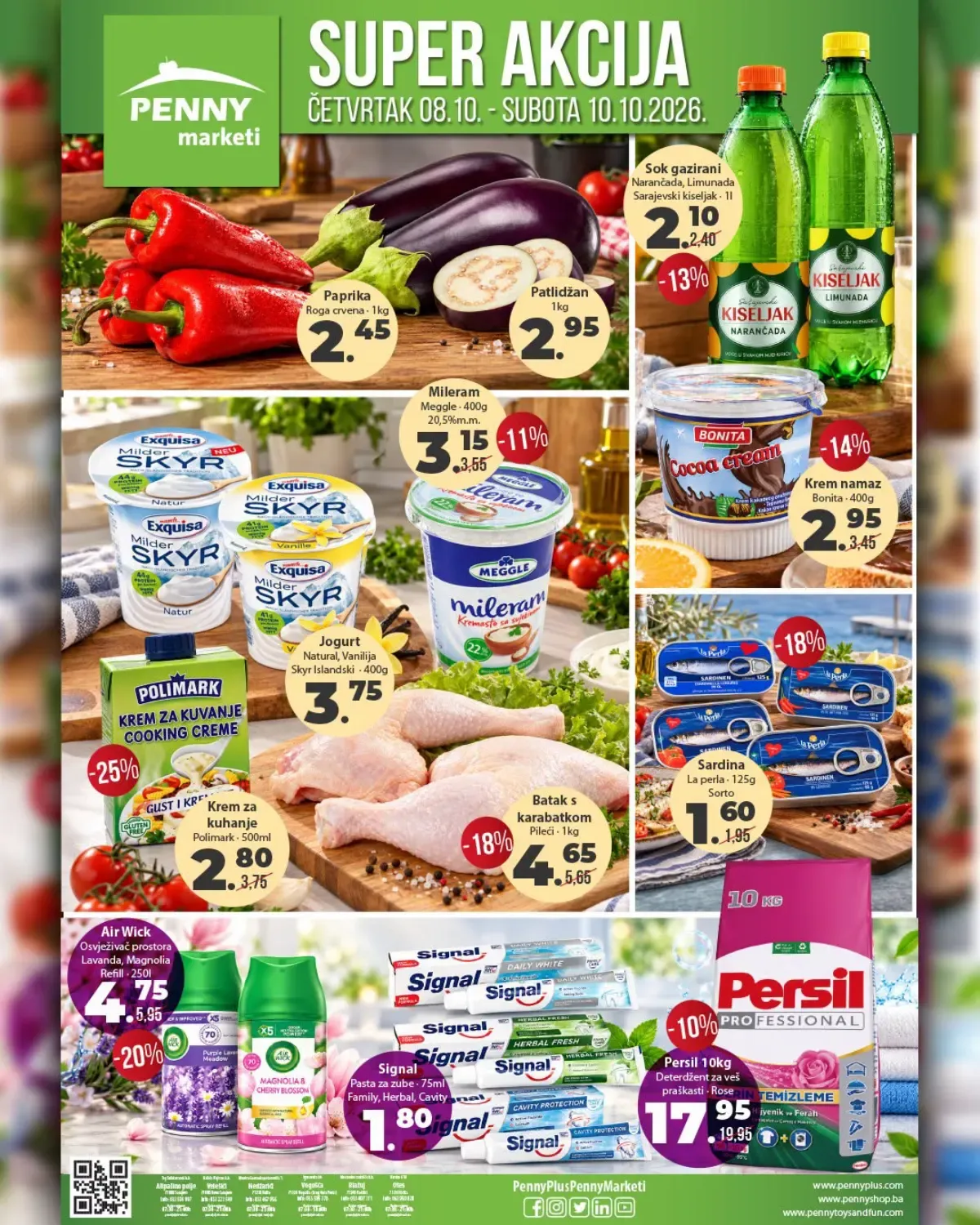 PENNY Super akcija 08–10.10.2026. – paprika, patlidžan, pileći batak s karabatkom, mliječni proizvodi, sardine i kućne potrepštine