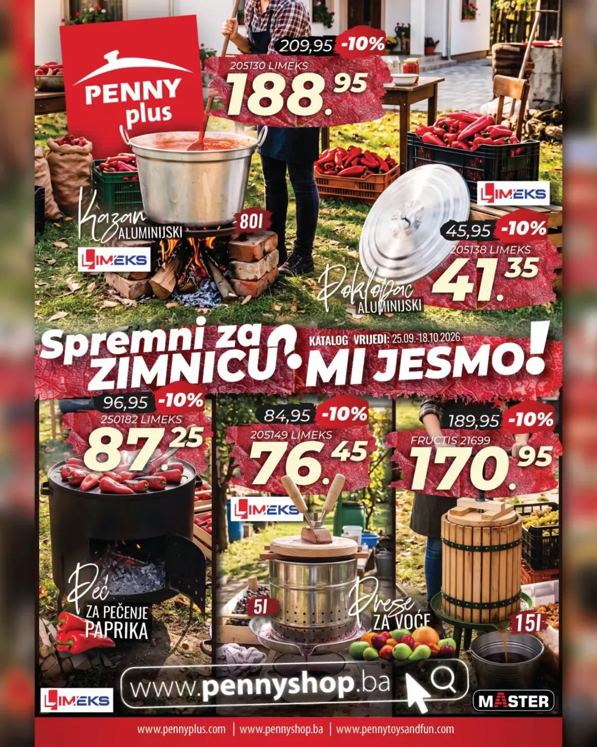 Penny Plus Spremni za zimnicu katalog od 25.09. do 18.10.2026. – kazani, prese za voće, burad, boce, police i oprema za zimnicu