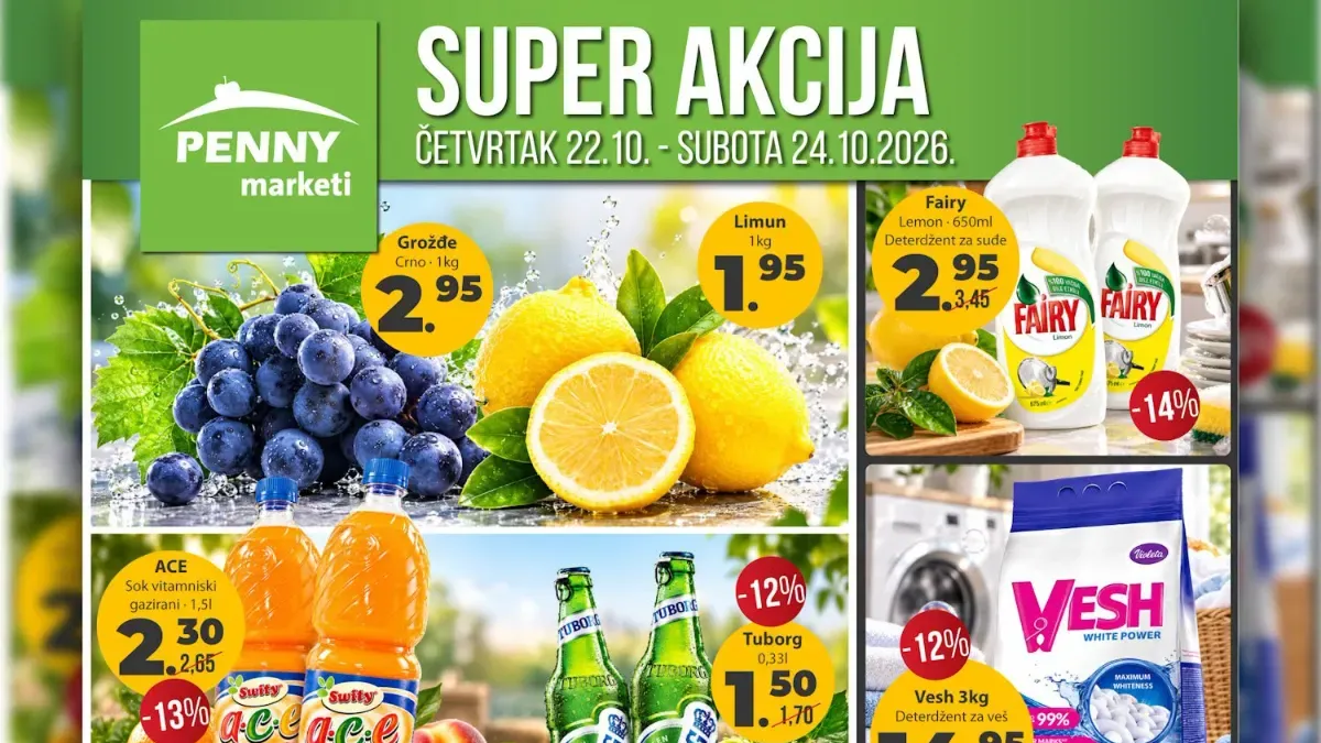 PENNY vikend akcija od 22. do 24.10.2026. – pregled ponude i akcijskih cijena