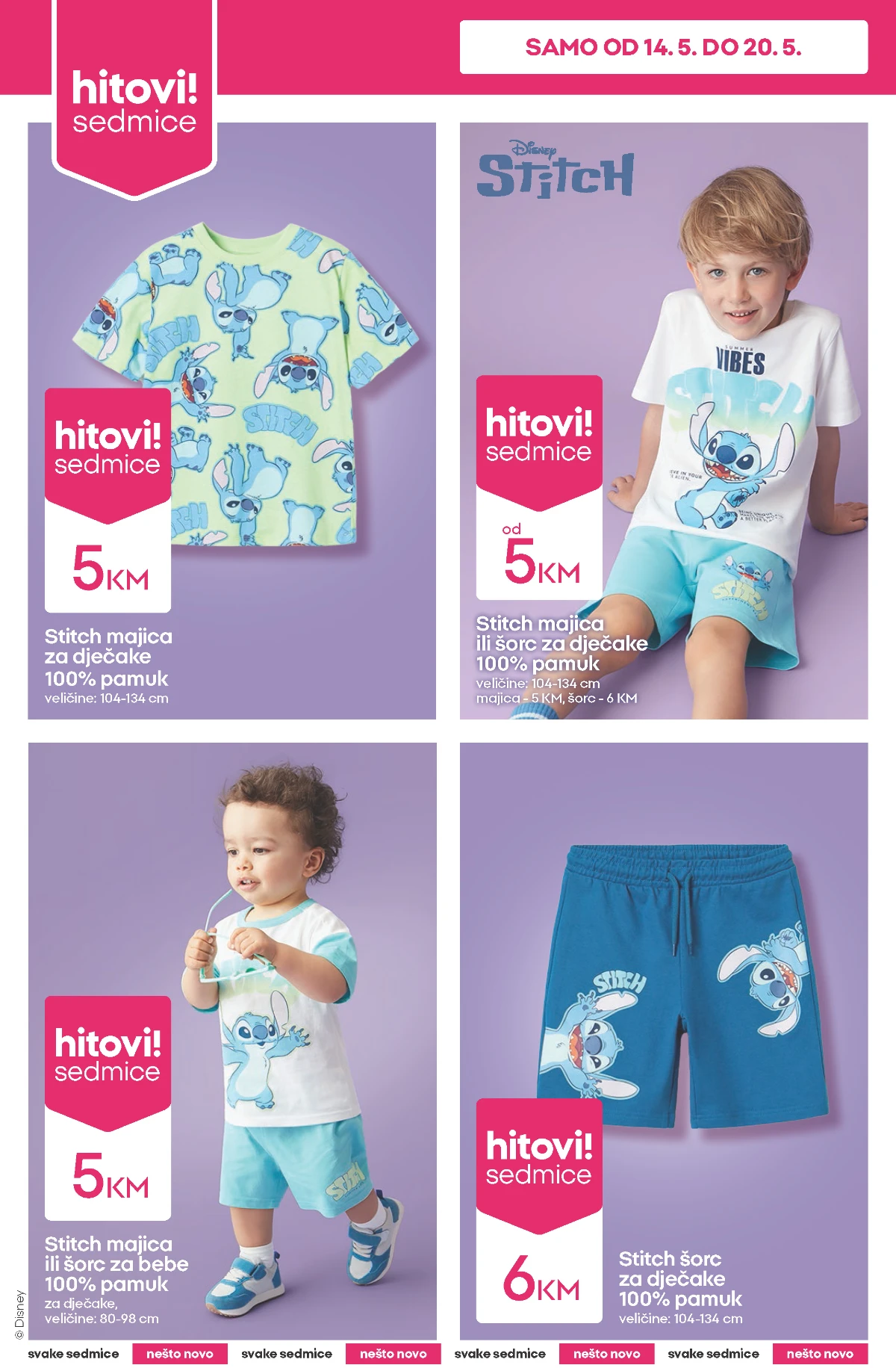 Pepco Stitch majice i šorcevi za dječake akcija maj 2026