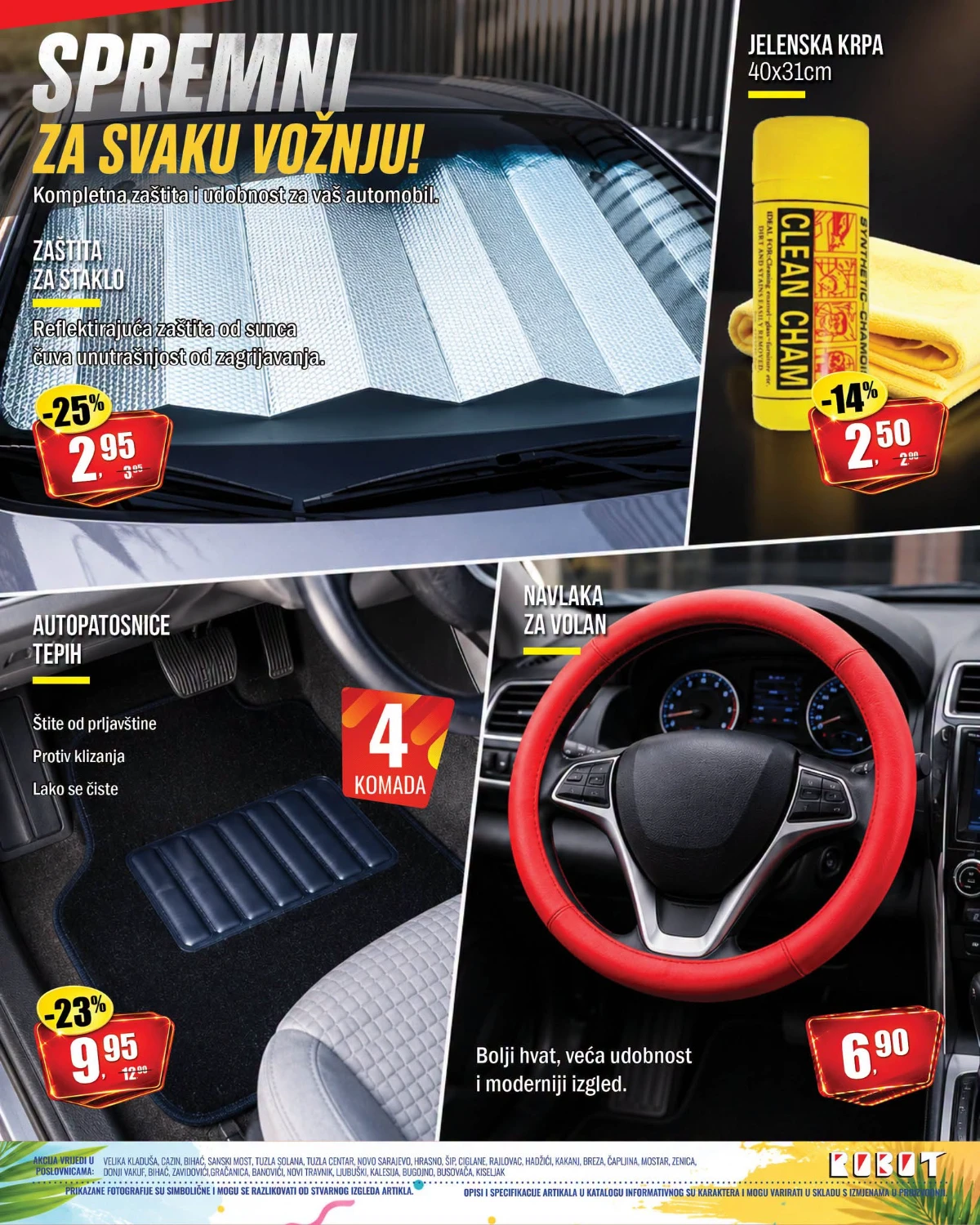 Robot vikend akcija strana 3 – zaštita za staklo, jelenska krpa, autopatosnice i navlaka za volan