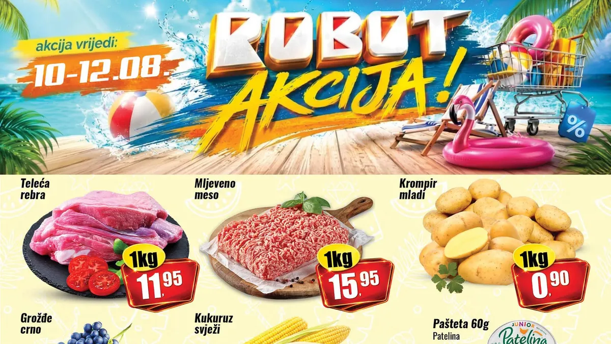 Robot akcija do 12.08.2026. – popusti do 34% na prehranu, meso, voće, povrće, slatkiše, kućnu hemiju i higijenske proizvode