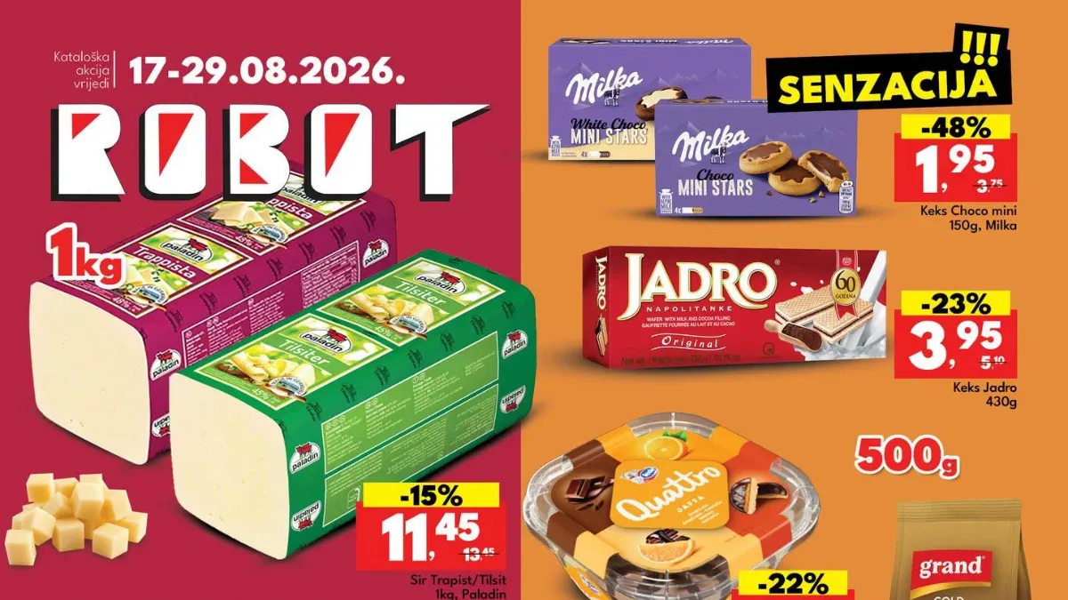 Robot katalog od 17.08. do 29.08.2026. – akcijska ponuda prehrane, pića, slatkiša, kućnih potrepština i drugih proizvoda uz sniženja do 48%