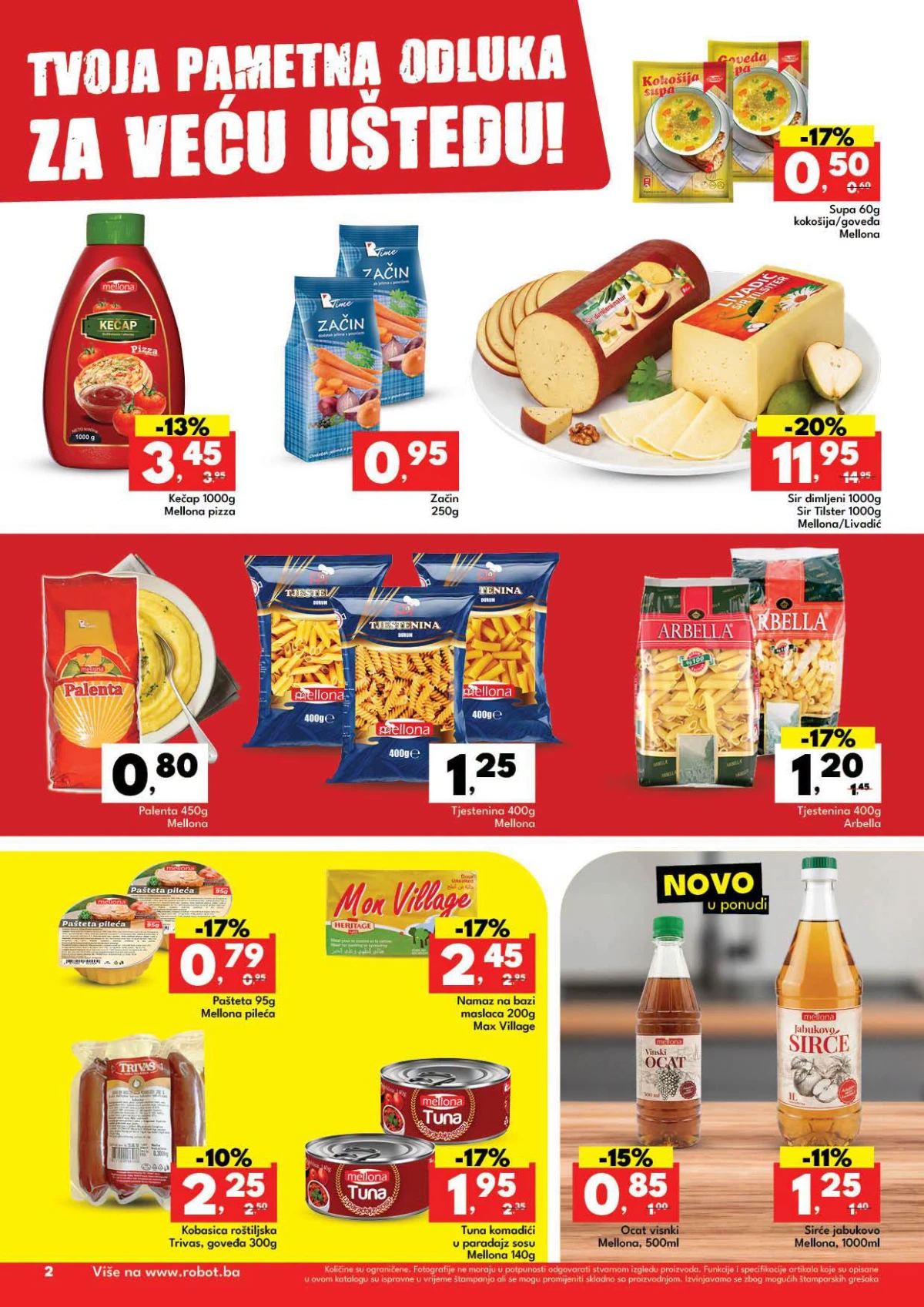 Robot katalog strana 2 – sir, tjestenina, pašteta, tuna i drugi prehrambeni proizvodi na akciji