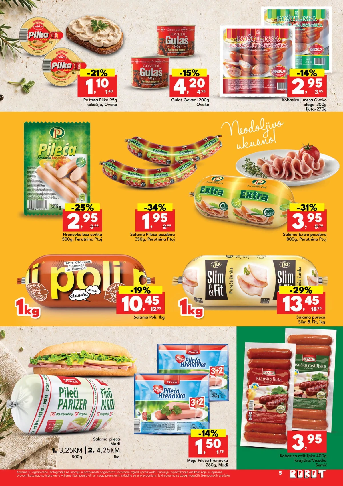 Robot katalog strana 5 – paštete, kobasice, hrenovke i salame po akcijskim cijenama