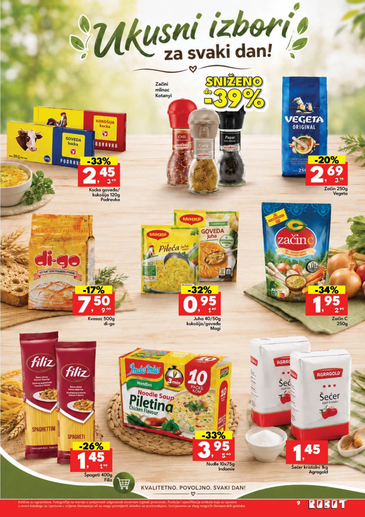 Robot katalog strana 9 – začini, supe, tjestenina, šećer i proizvodi za svakodnevnu pripremu hrane