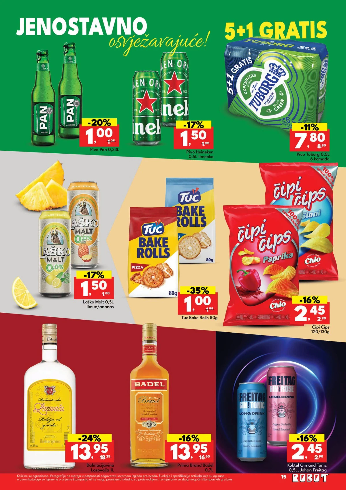 Robot katalog strana 15 – pivo, bezalkoholno pivo, grickalice i druga pića na akciji