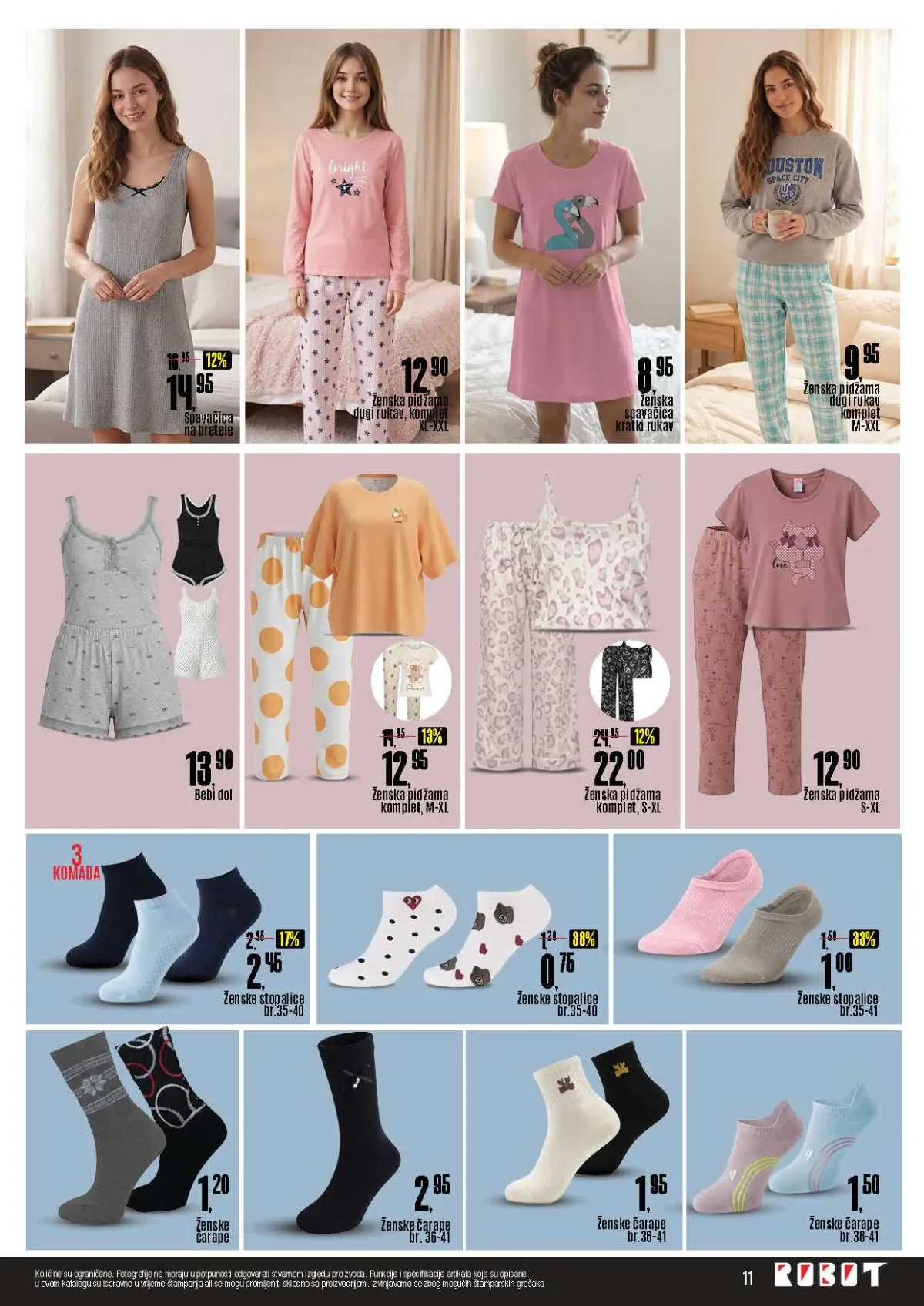 Robot katalog – ženske pidžame, spavaćice, bebi dol i čarape