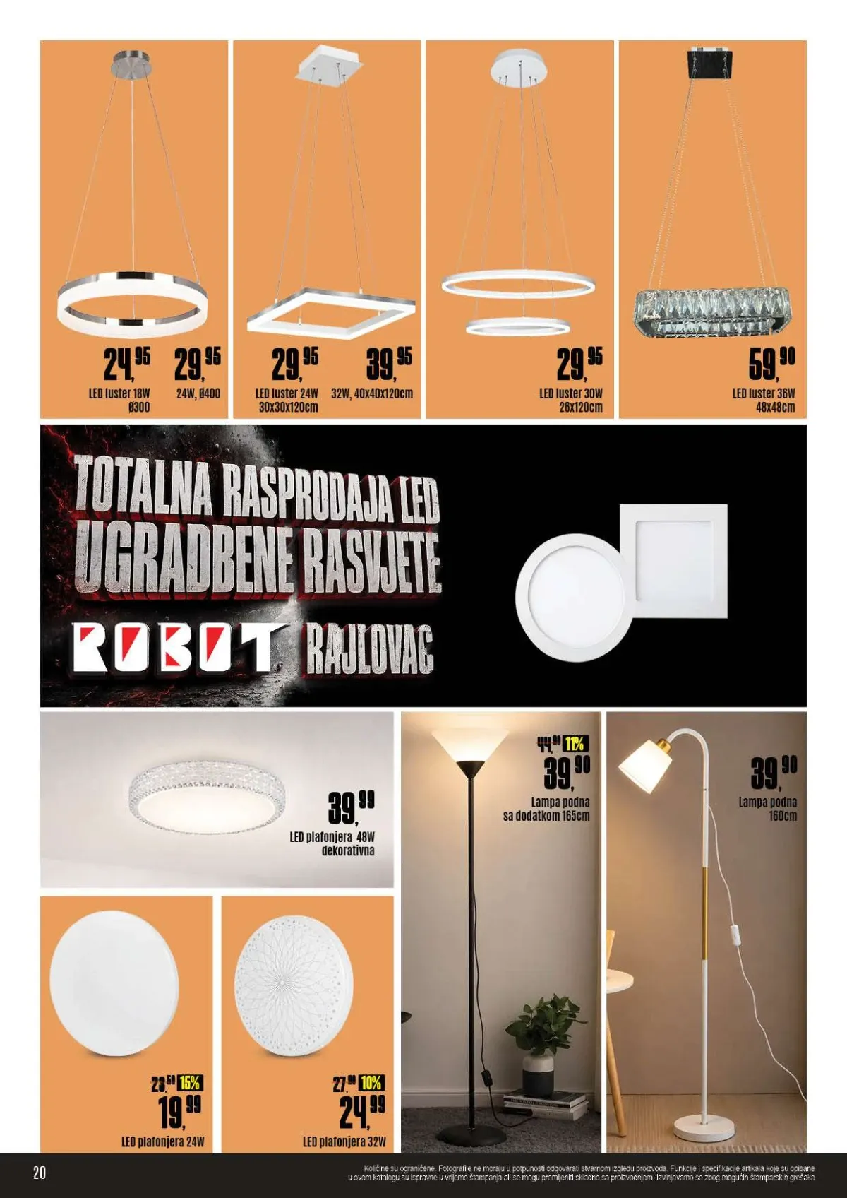 Robot katalog – LED lusteri, plafonjere i podne lampe