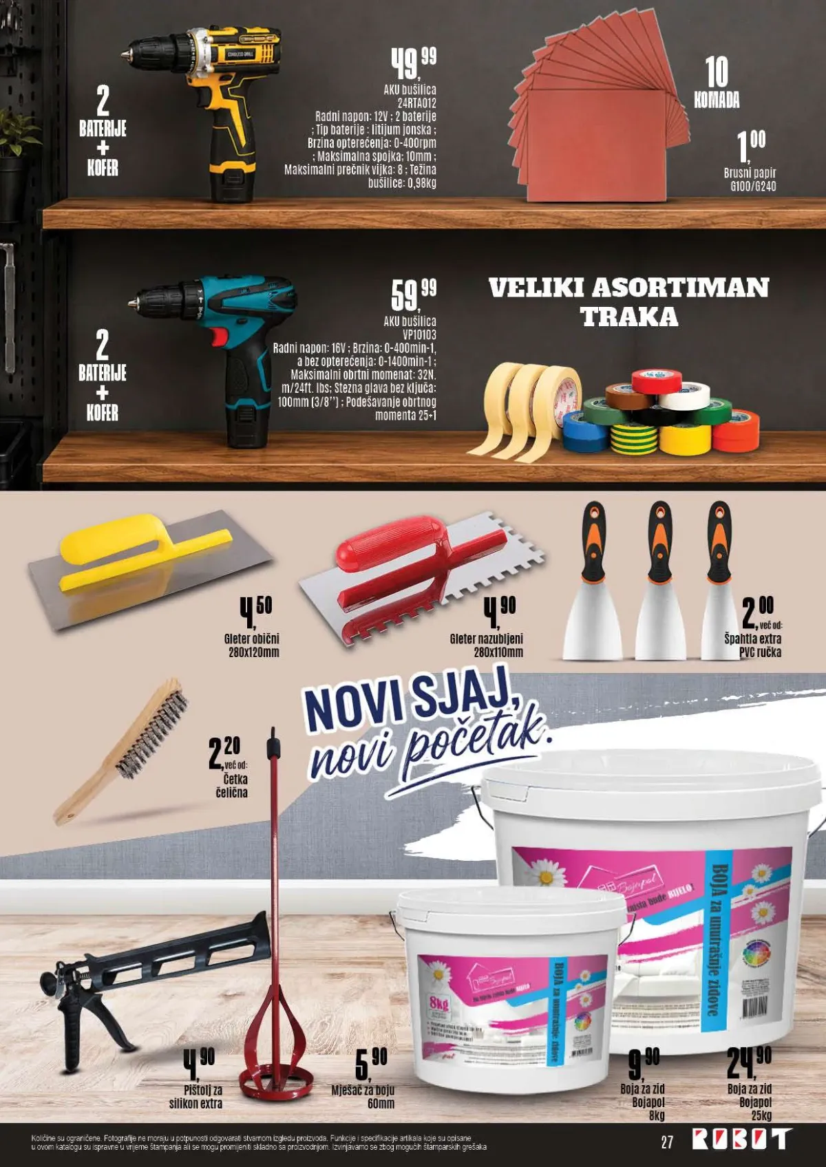 Robot katalog – aku bušilice, gleteri, četke i boje za zid