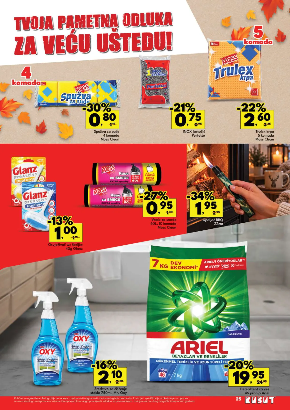 Robot katalog 05–18.10.2026. strana 5 – spužve, krpe, sredstva za čišćenje i Ariel deterdžent