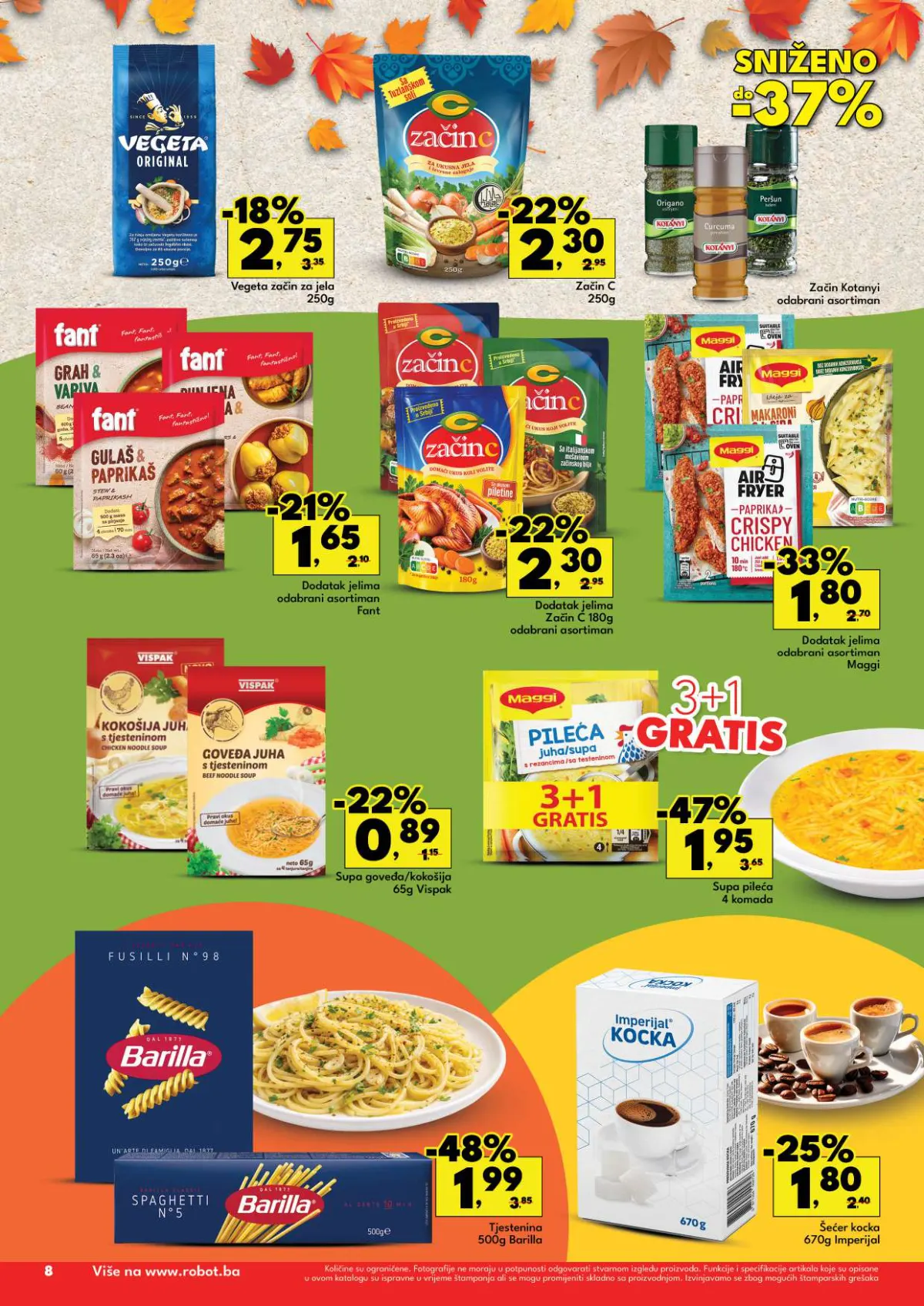 Robot katalog 05–18.10.2026. strana 10 – začini, supe, Barilla tjestenina i kafa