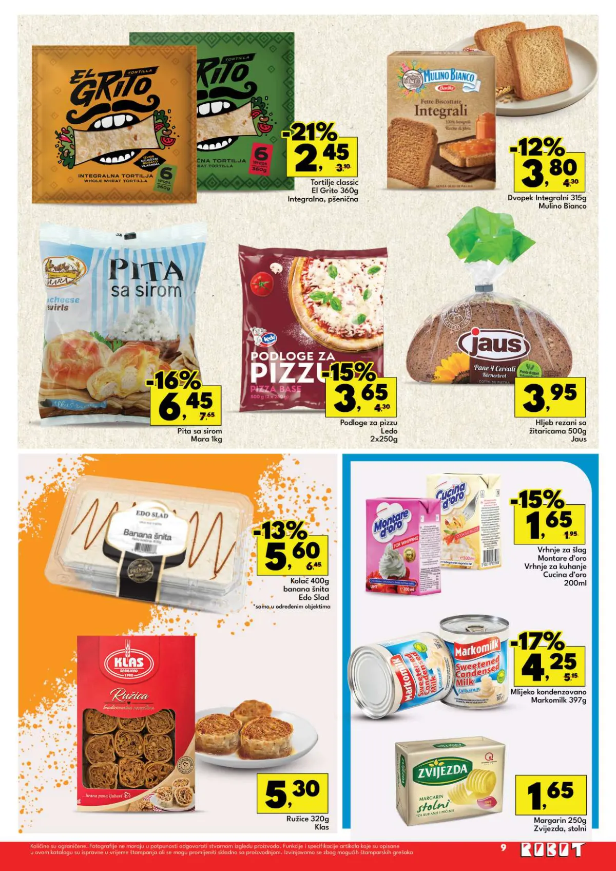 Robot katalog 05–18.10.2026. strana 11 – peciva, podloge za pizzu, hljeb i margarin