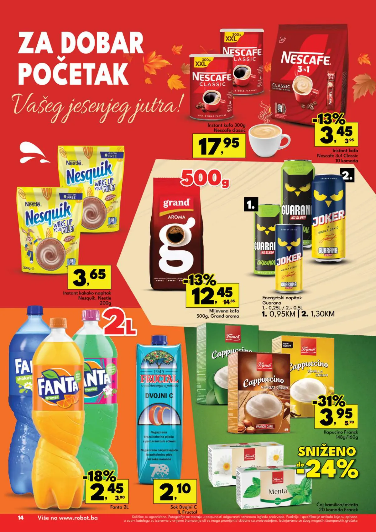 Robot katalog 05–18.10.2026. strana 16 – Nescafe, Nesquik, Grand kafa, sokovi i cappuccino