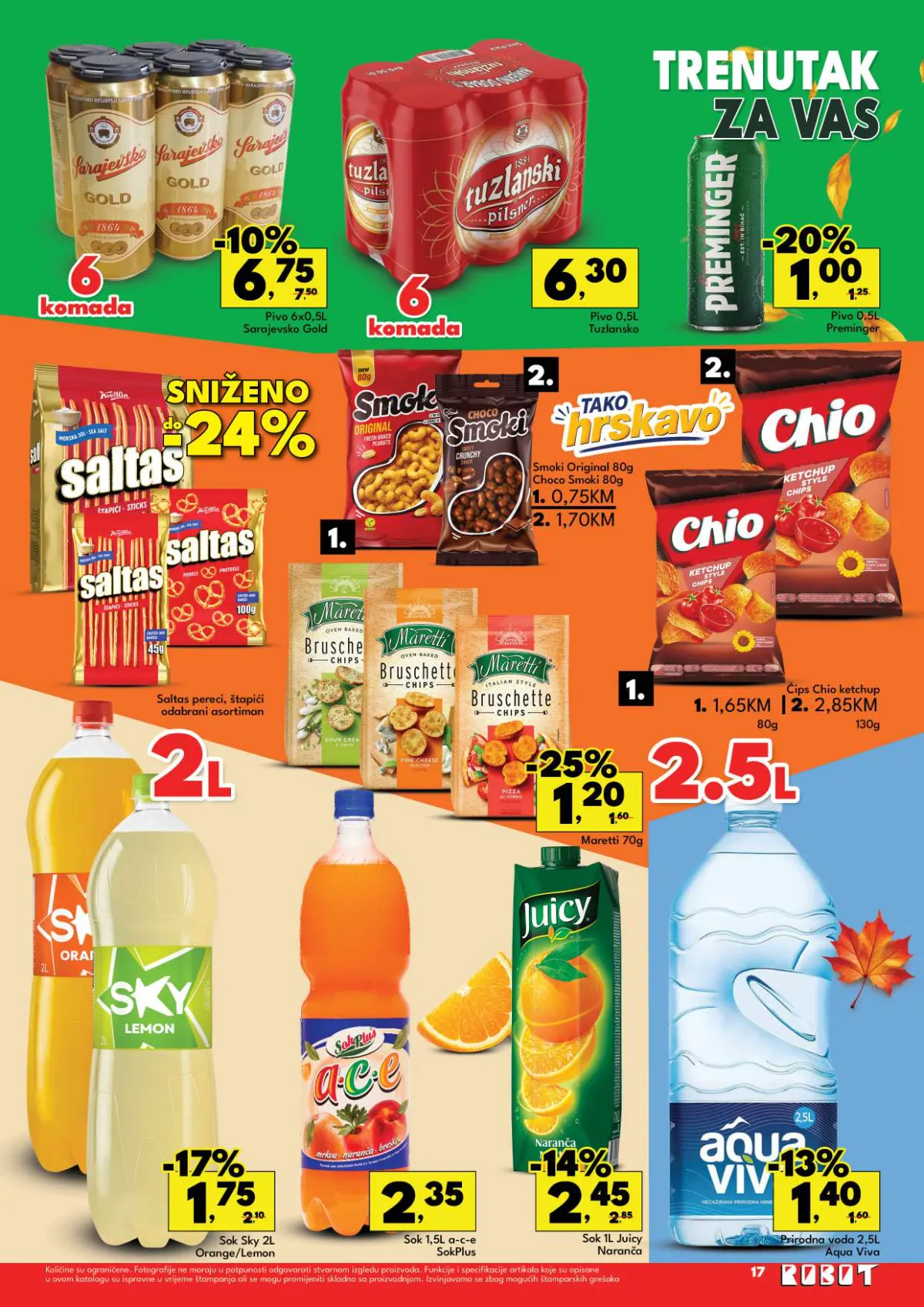 Robot katalog 05–18.10.2026. strana 19 – pivo, grickalice, sokovi i voda
