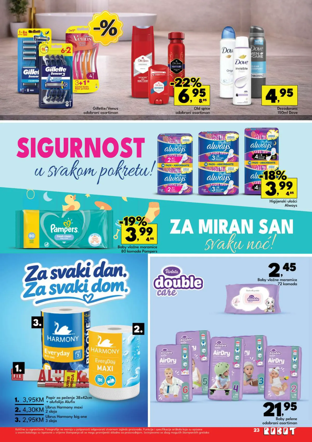 Robot katalog 05–18.10.2026. strana 25 – Gillette, Old Spice, Dove, Always, Pampers i Harmony