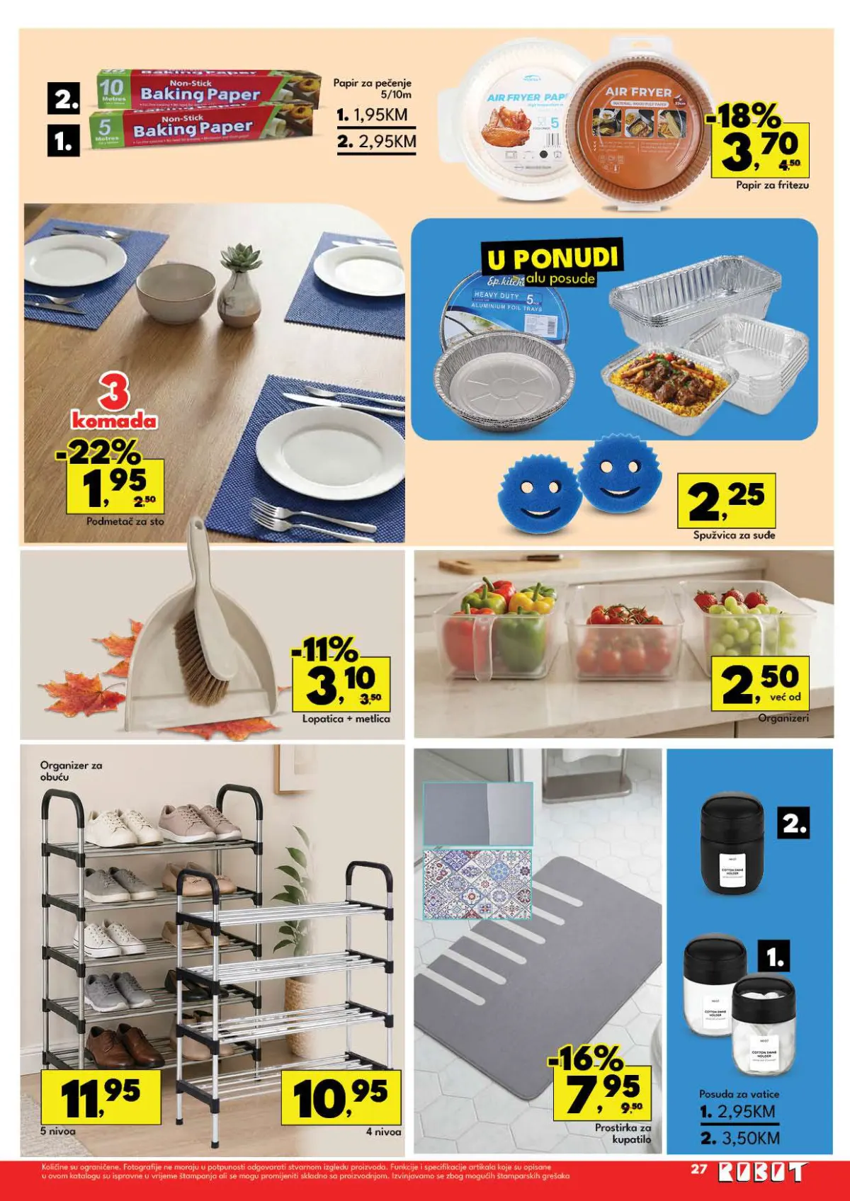 Robot katalog 05–18.10.2026. strana 27 – kuhinjski i kućni program, organizatori i prostirke
