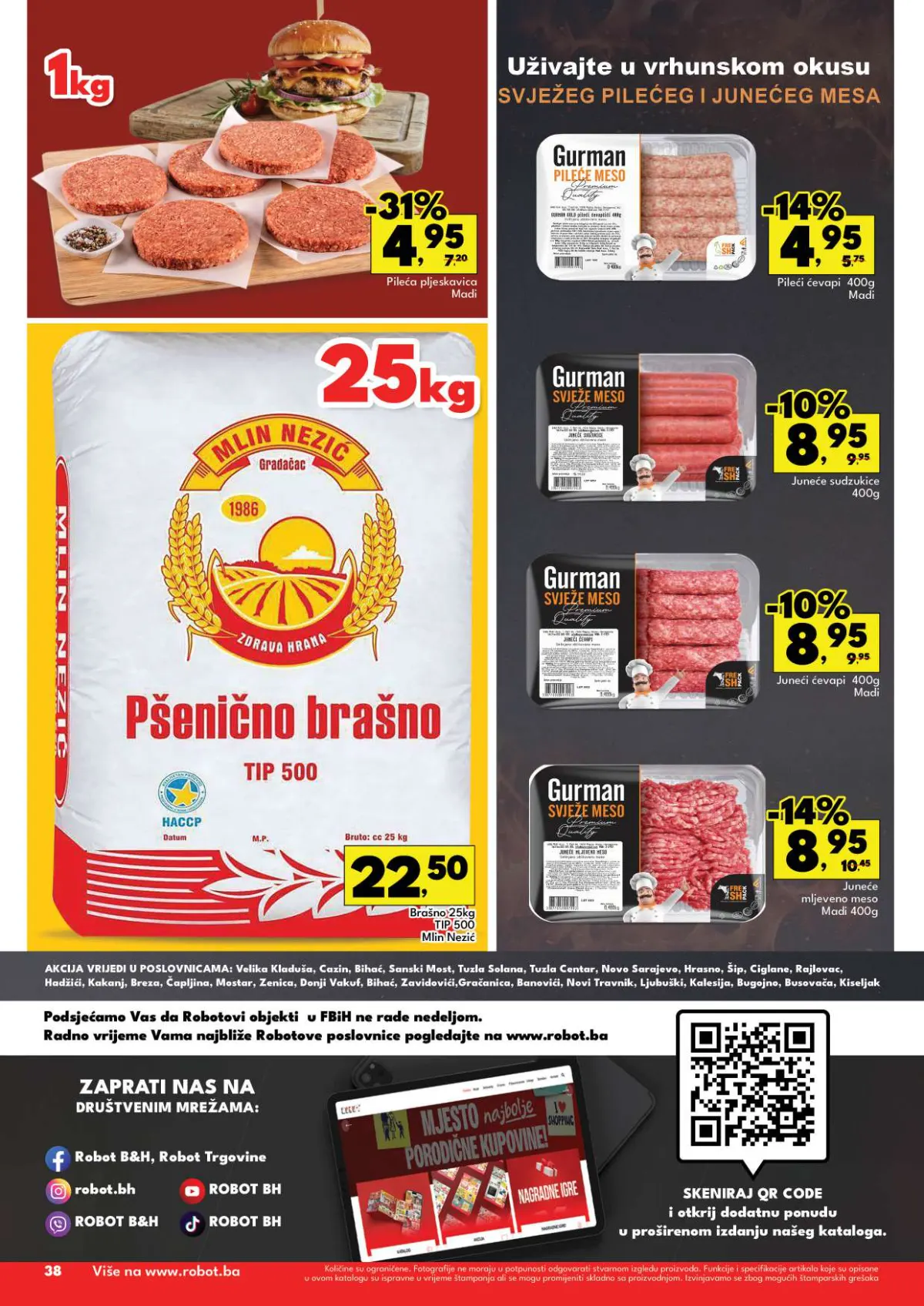 Robot katalog 05–18.10.2026. strana 28 – mljeveno meso, Gurman mesni proizvodi i brašno
