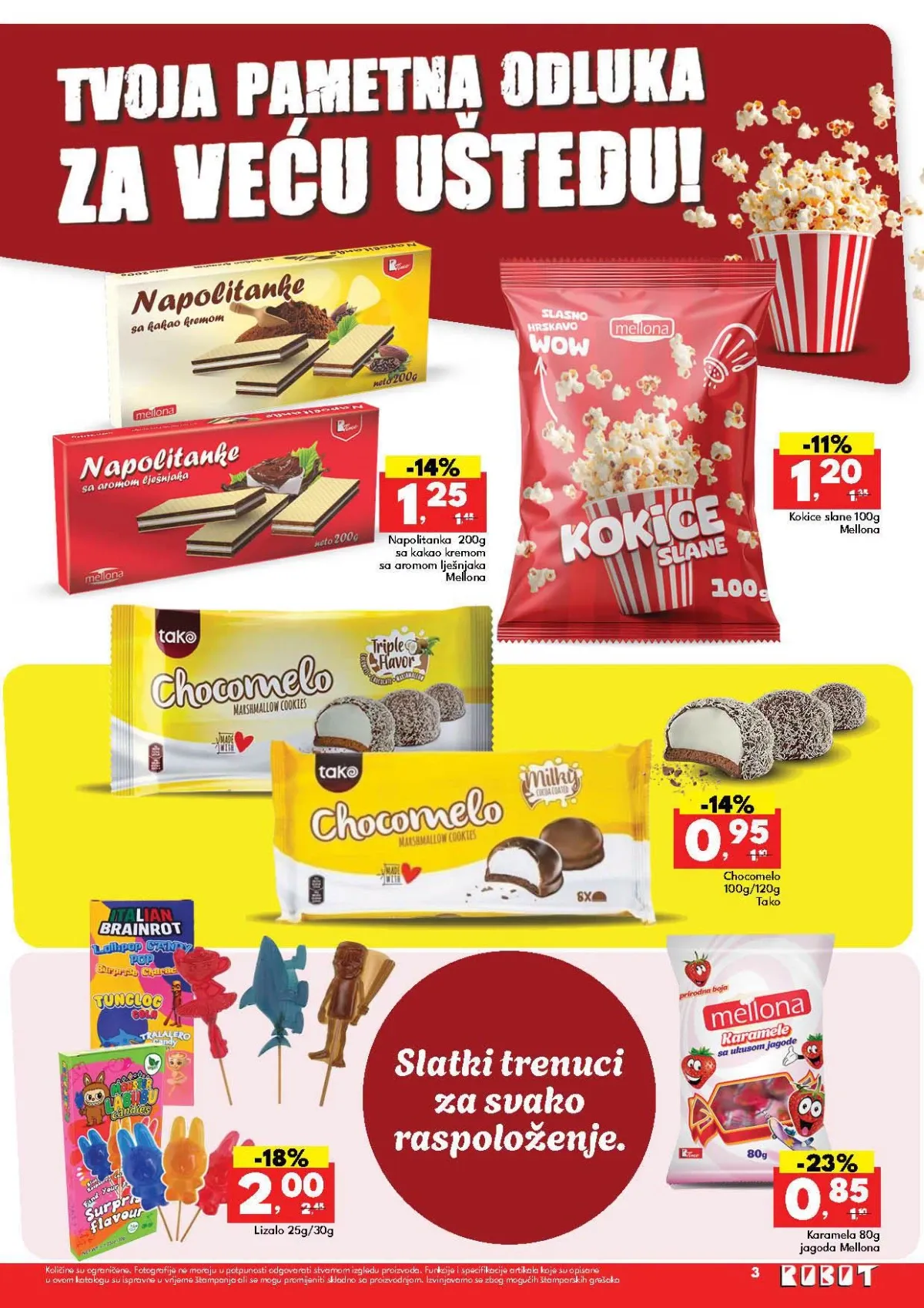 Robot katalog do 12.09.2026. – napolitanke, kokice, čokoladni slatkiši i lizala na akciji