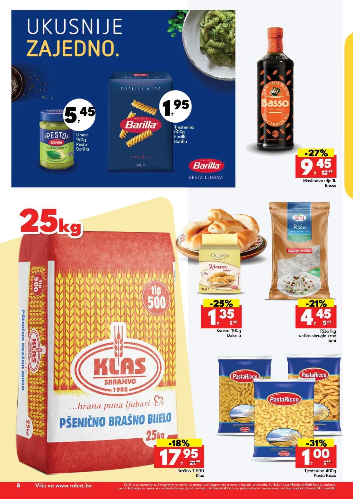 Robot katalog do 12.09.2026. – brašno Klas, maslinovo ulje, tjestenina i riža na akciji