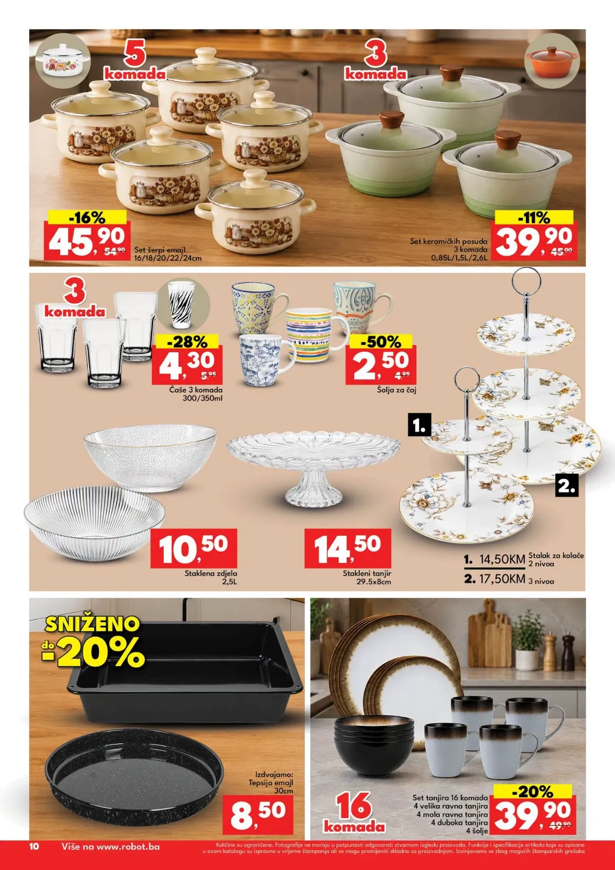 Robot katalog do 12.09.2026. – set tanjira, emajlirane šerpe, tepsije i staklene čaše u ponudi