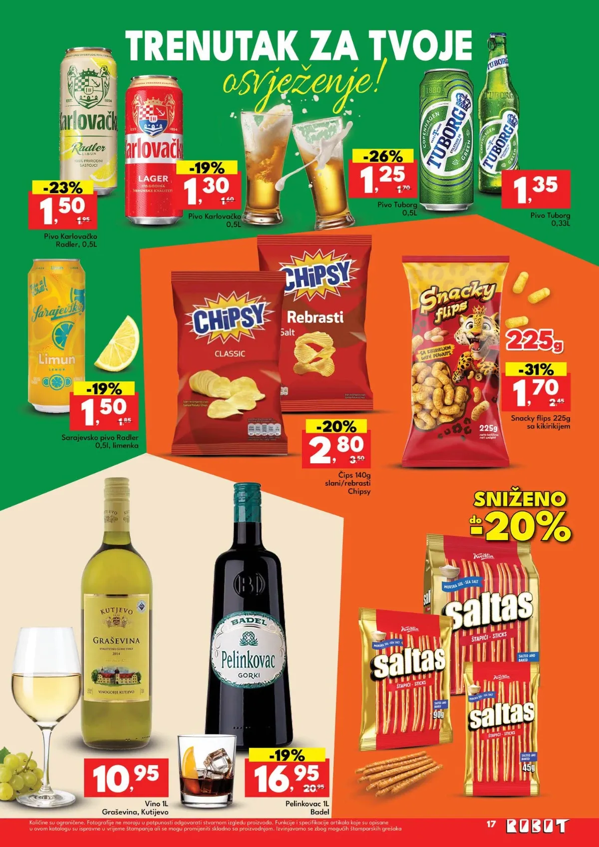 Robot katalog do 12.09.2026. – Tuborg i Karlovačko pivo, Chipsy čips i Snacky flips na akciji