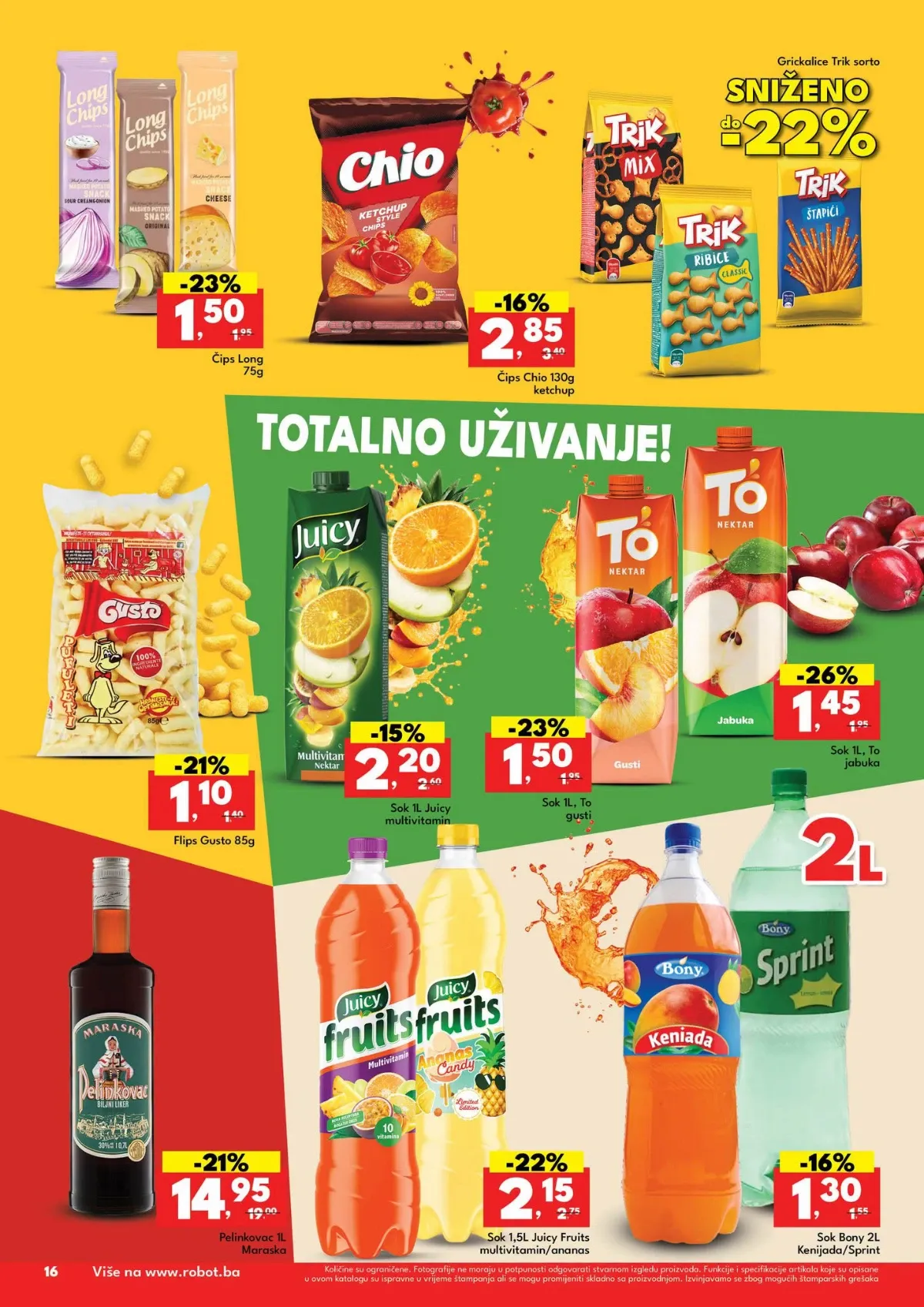 Robot katalog do 12.09.2026. – Chio grickalice, Juicy sokovi, gazirana pića i voćni napici na akciji
