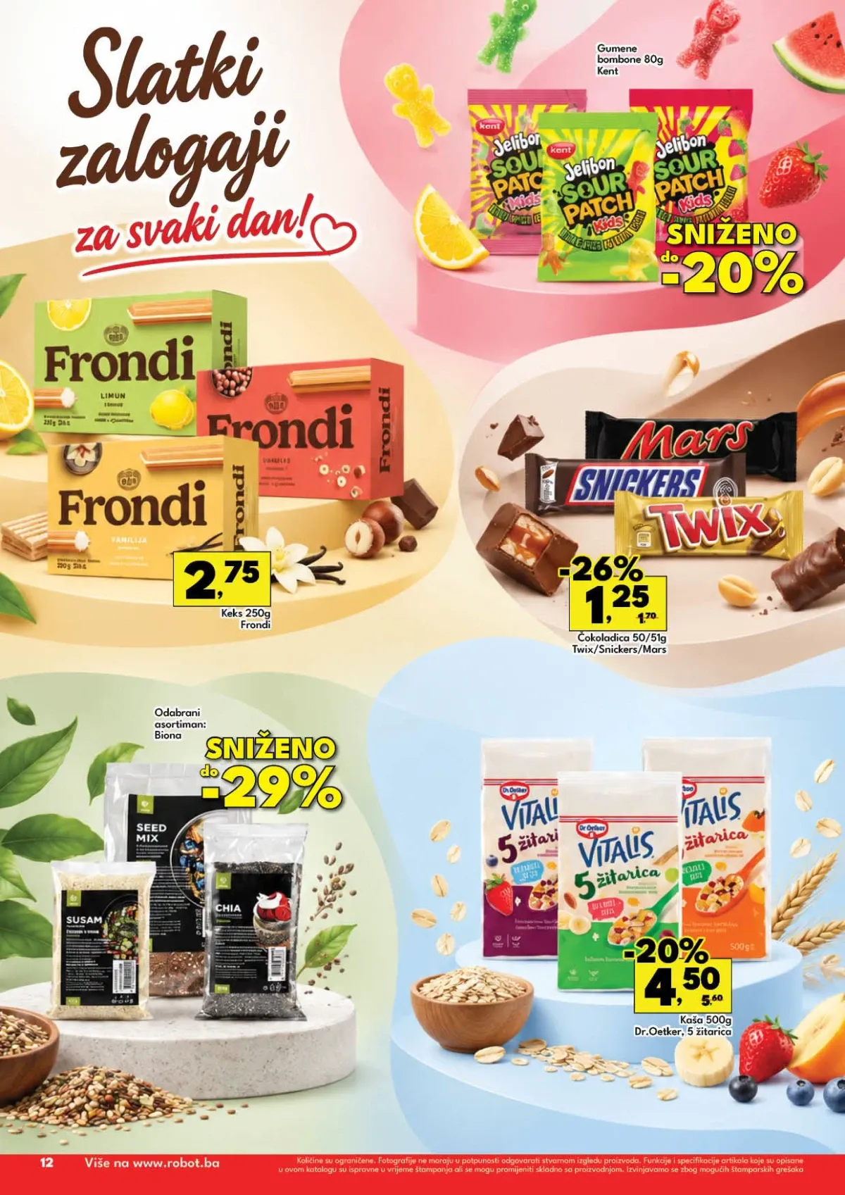 Dvanaesta stranica Robot kataloga – Frondi, Mars, Snickers, Twix, gumene bombone, sjemenke i žitarice na akciji
