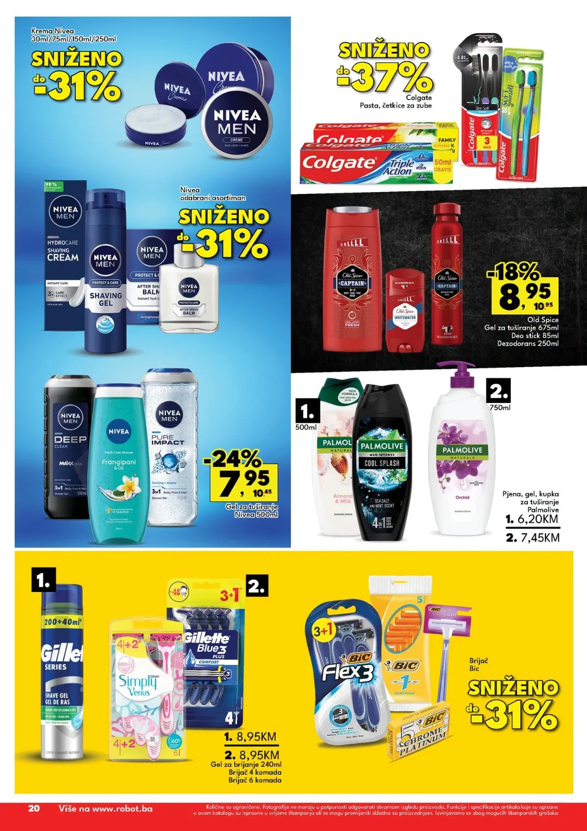 Dvadeseta stranica Robot kataloga – Nivea kozmetika, Colgate, Gillette, Old Spice, Axe i Palmolive proizvodi