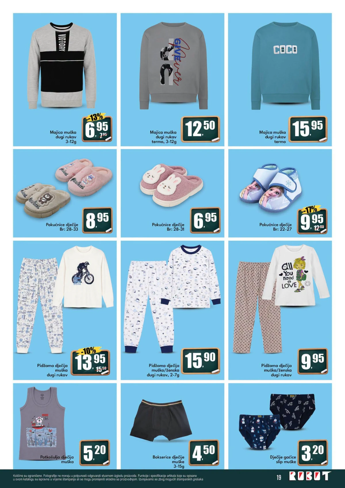 Robot katalog strana 19 – dječije majice, papuče, pidžame, potkošulje, bokserice i gaćice