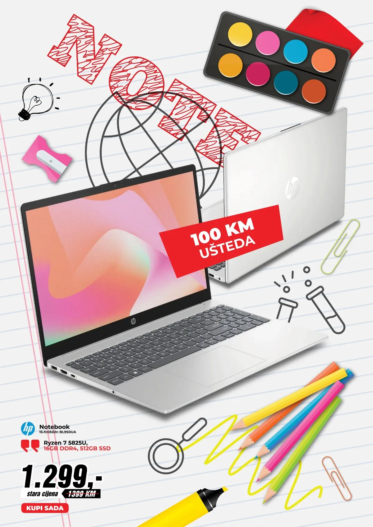 HP Notebook sa Ryzen 7 procesorom, 16 GB RAM-a i 512 GB SSD-a na akciji do 10.09.2026.