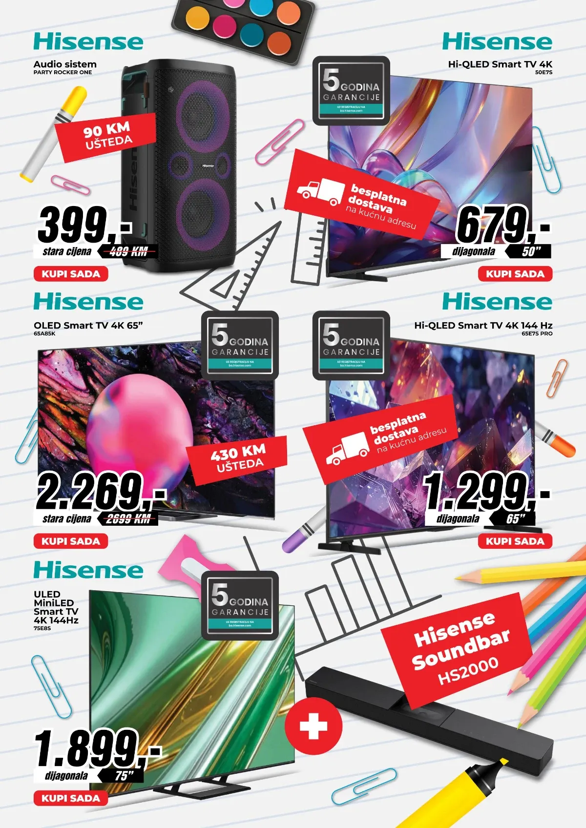 Hisense OLED i MiniLED Smart televizori na akciji uz besplatnu dostavu i pet godina garancije